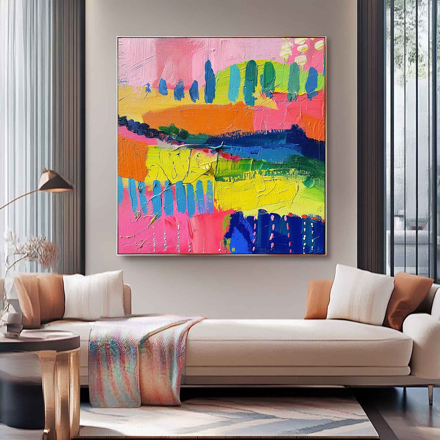 Colorful Large Graffiti Abstract Painting Original Canvas Wall Art Textured Artwork Children's Room Decor