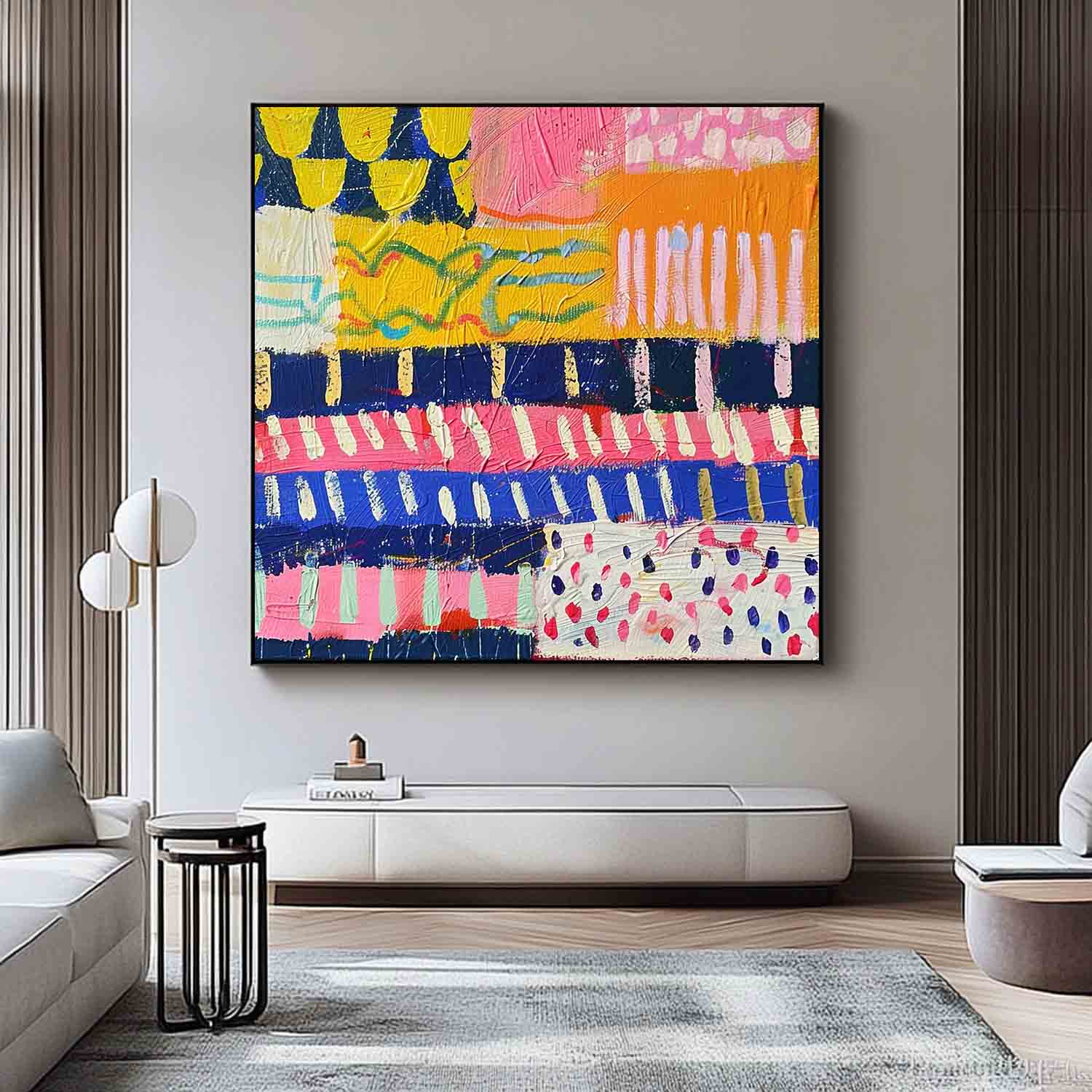 Colorful Original Hand-painted Canvas Wall Art Large Graffiti Abstract Oil Painting Modern Textured Artwork