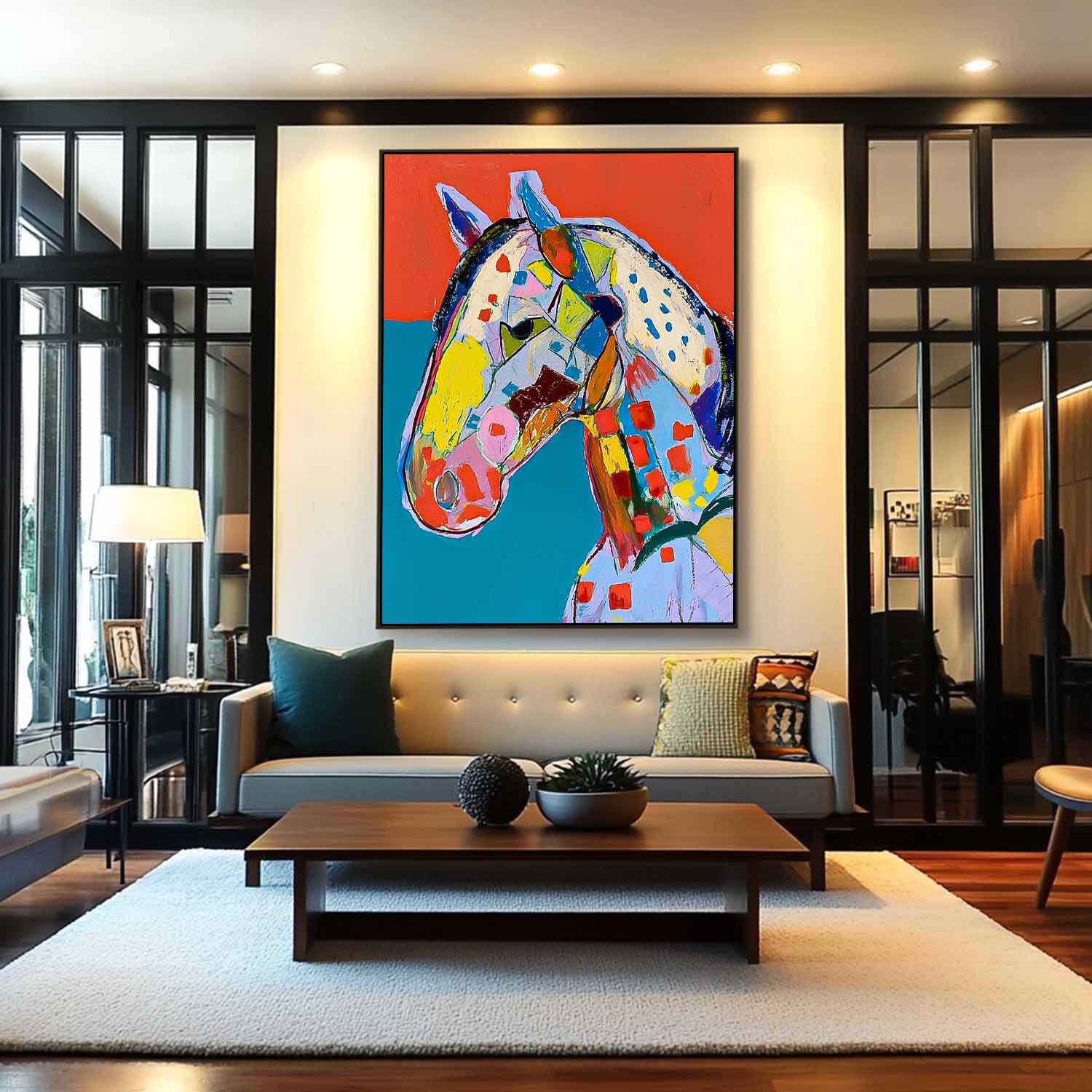 Modern Horse Abstract Wall Art Large Acrylic Painting Minimalism Graffiti Animal Oil Painting Home Decor