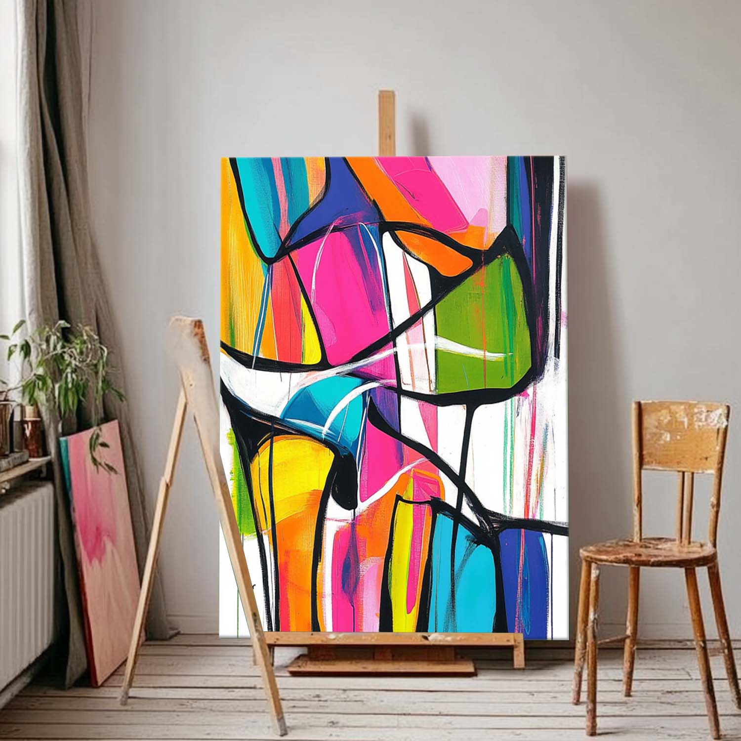 Abstract Oil Painting On Canvas Modern Graffiti Wall Art Colorful Original Acrylic Painting Wall Art