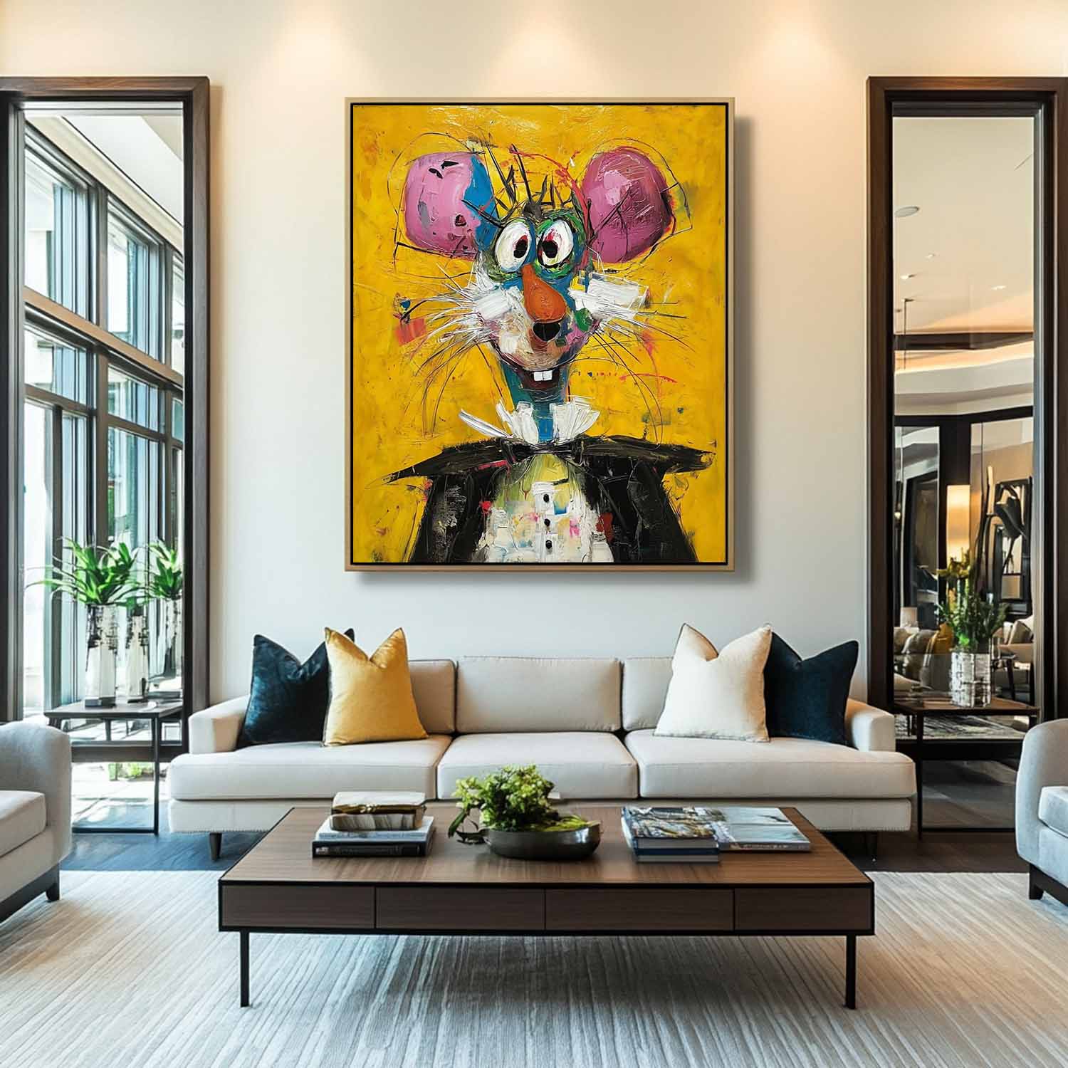 Cute Mouse Abstract Wall Art Large Acrylic Painting Impression Graffiti Animal Oil Painting Home Decor