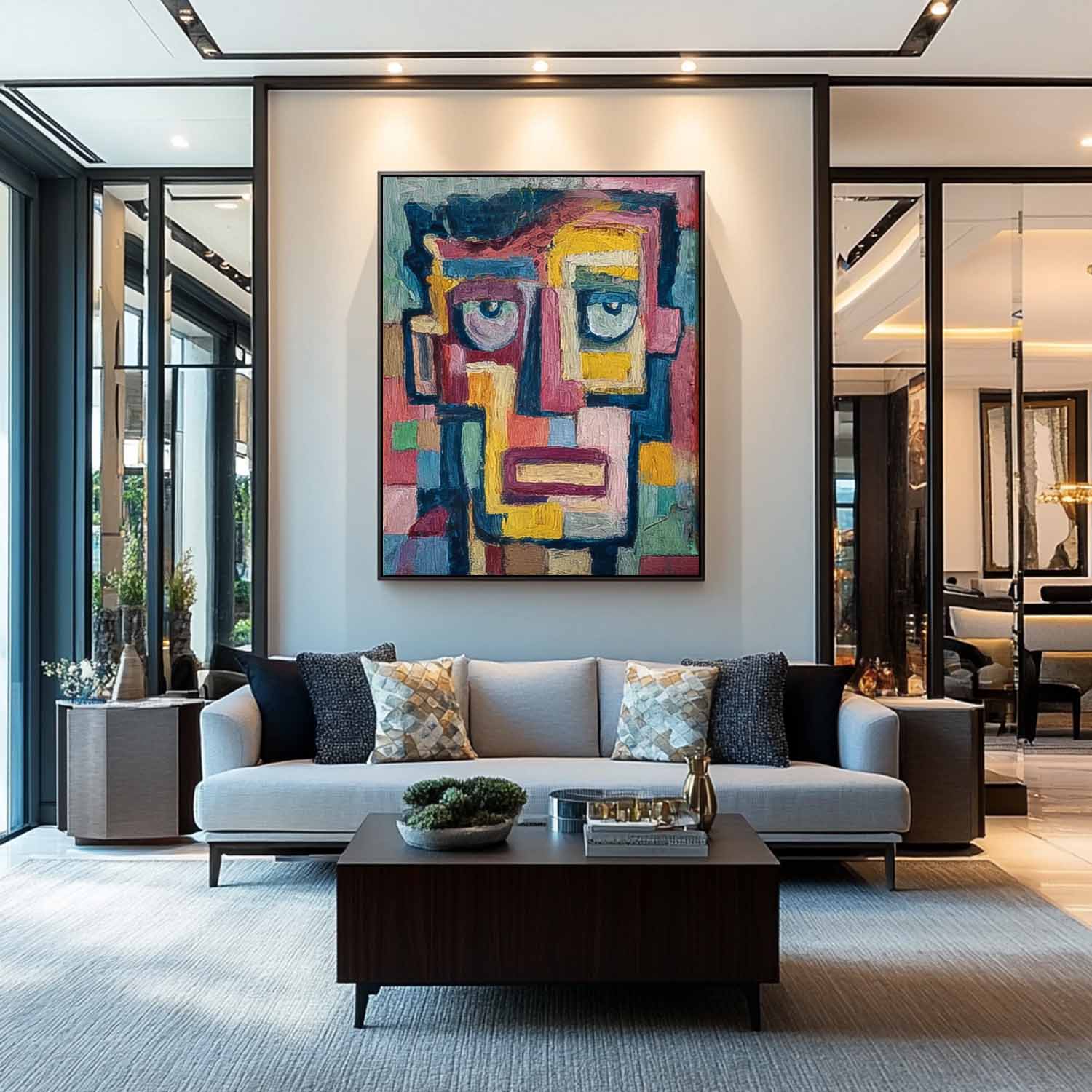 Color Abstract Portrait Oil Painting Canvas Large People Wall Art Original Humor Face Painting