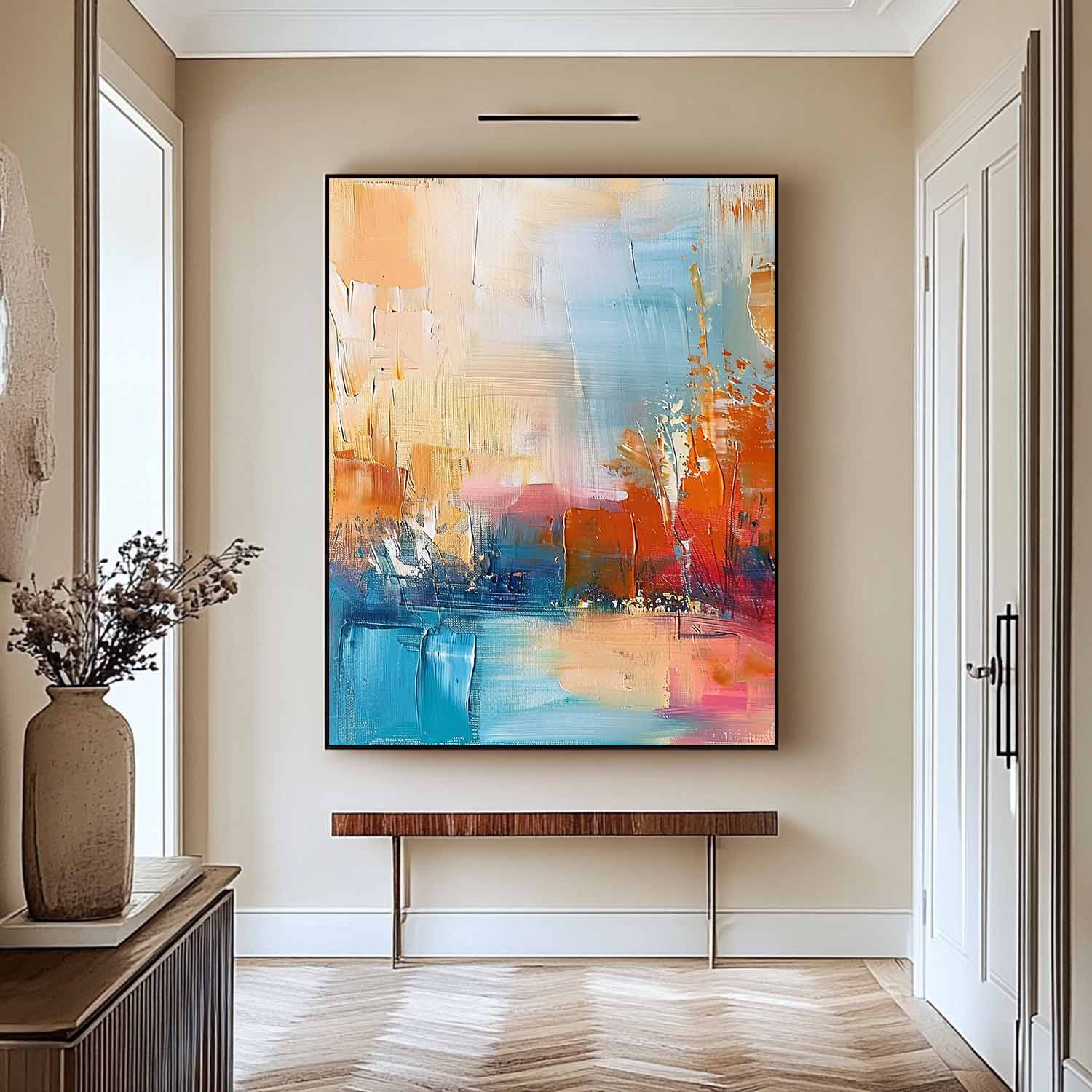 Colorful Modern Landscape Wall Art Large Abstract Painting On Canvas Original Vertical Scenery Painting