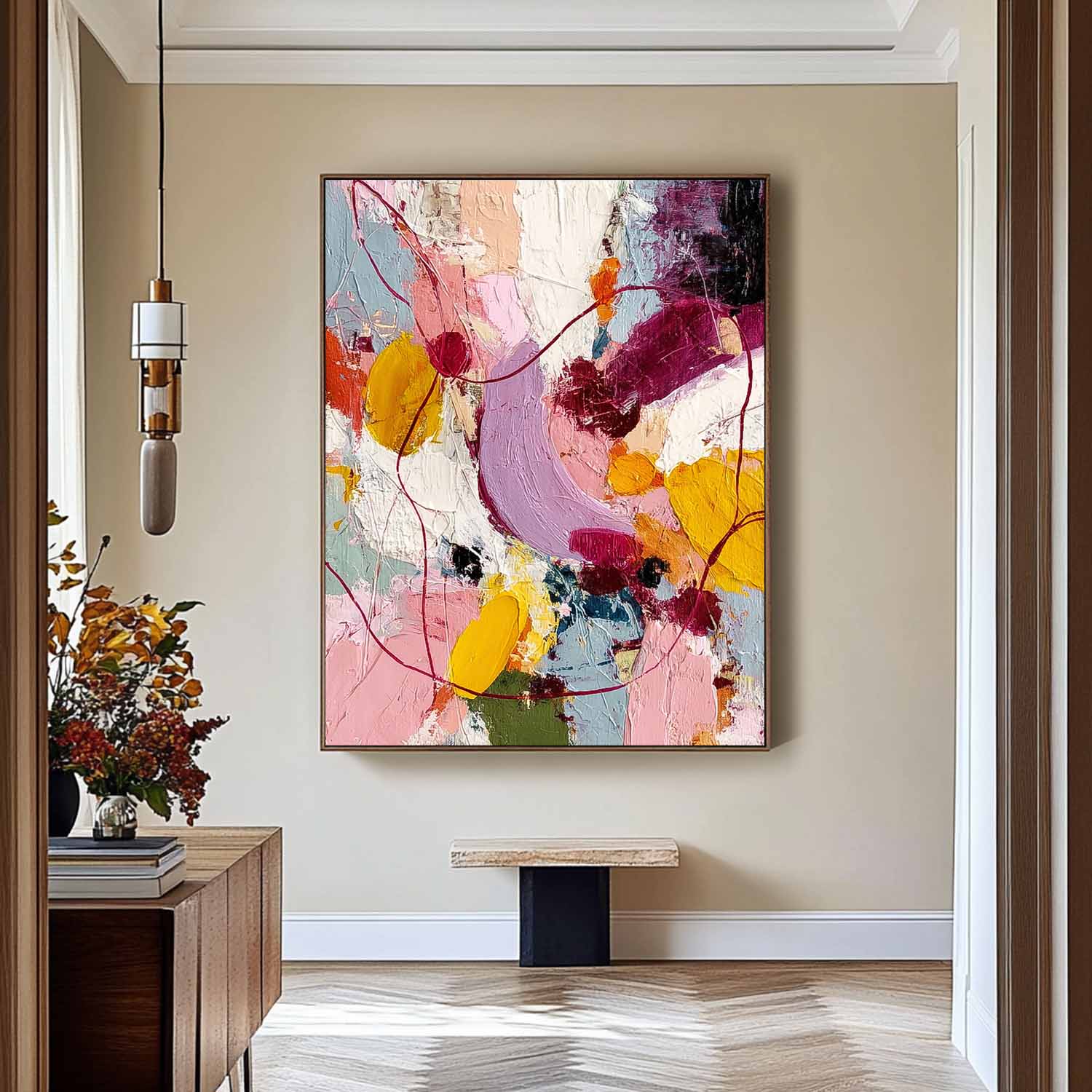 Original Scraper Oil Painting Color Texture Acrylic painting Abstract Large Graffiti Wall Art Fashion Art