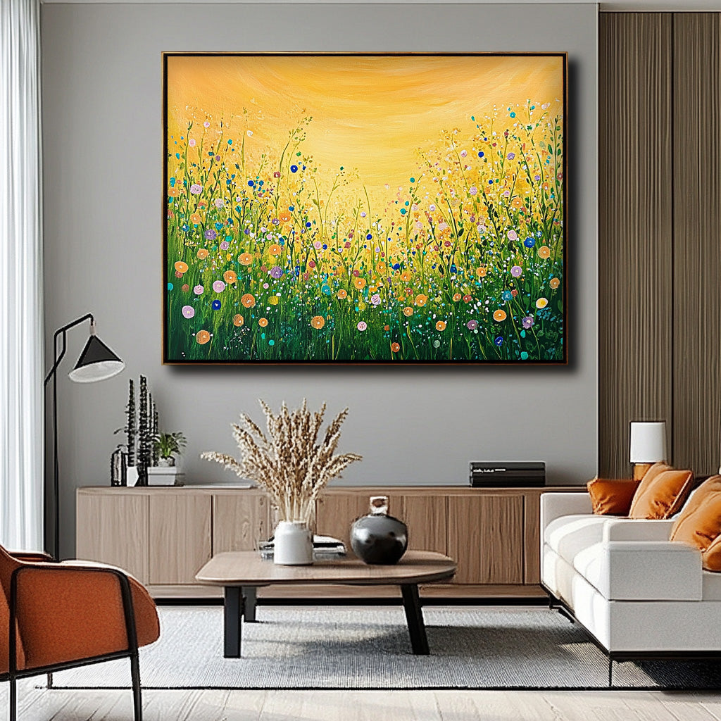 Horizontal Flower Bush Beauty Texture Artwork Original Abstract Oil Painting On Canvas Home Decor Gift