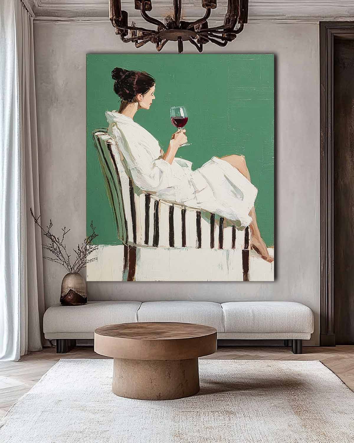 Original Beautiful Woman Wall Art Abstract Lady Wearing A Bathrobe Oil Painting Canvas Figure Artwork