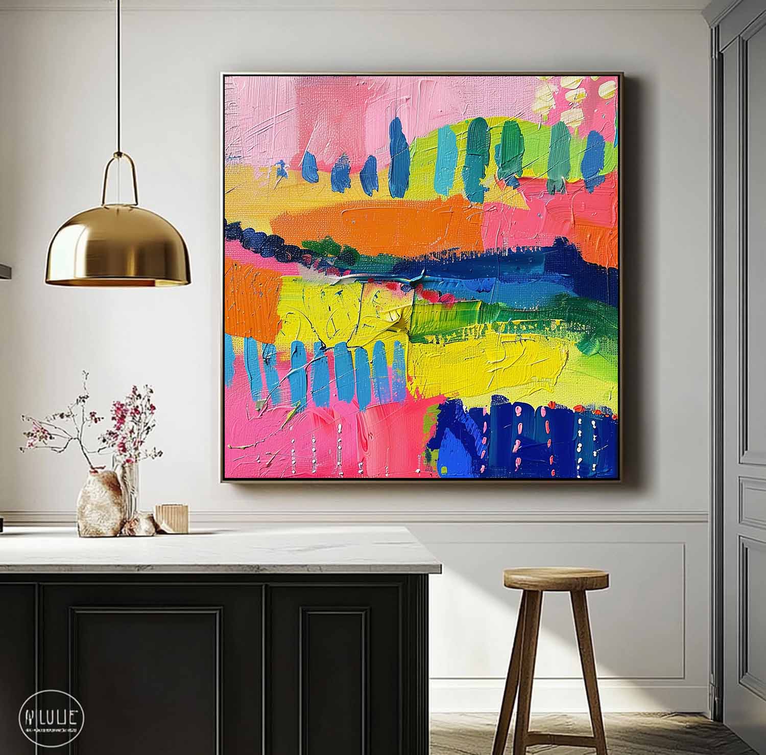 Colorful Large Graffiti Abstract Painting Original Canvas Wall Art Textured Artwork Children's Room Decor