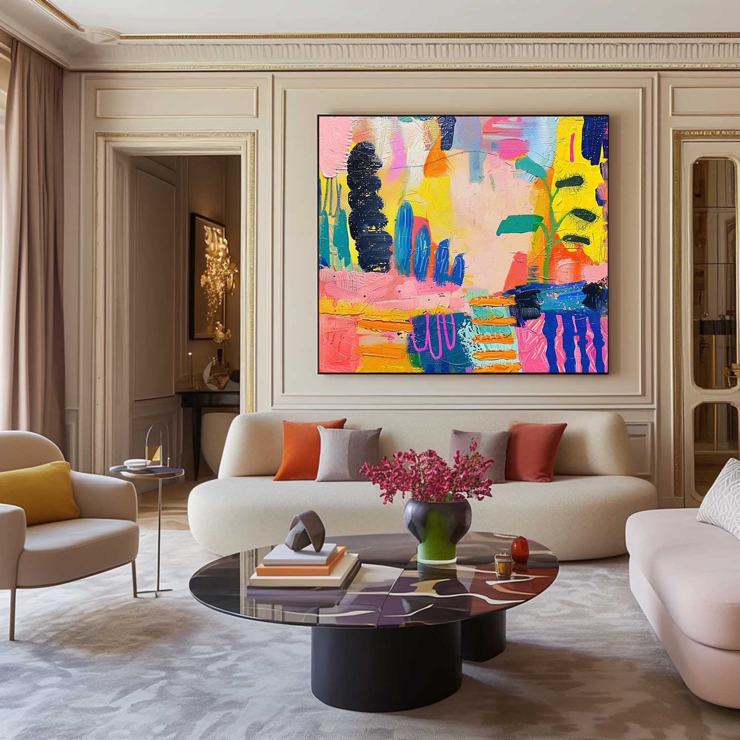 Original Canvas Wall Art Textured Artwork Colorful Large Graffiti Abstract Painting Children's Room Decor