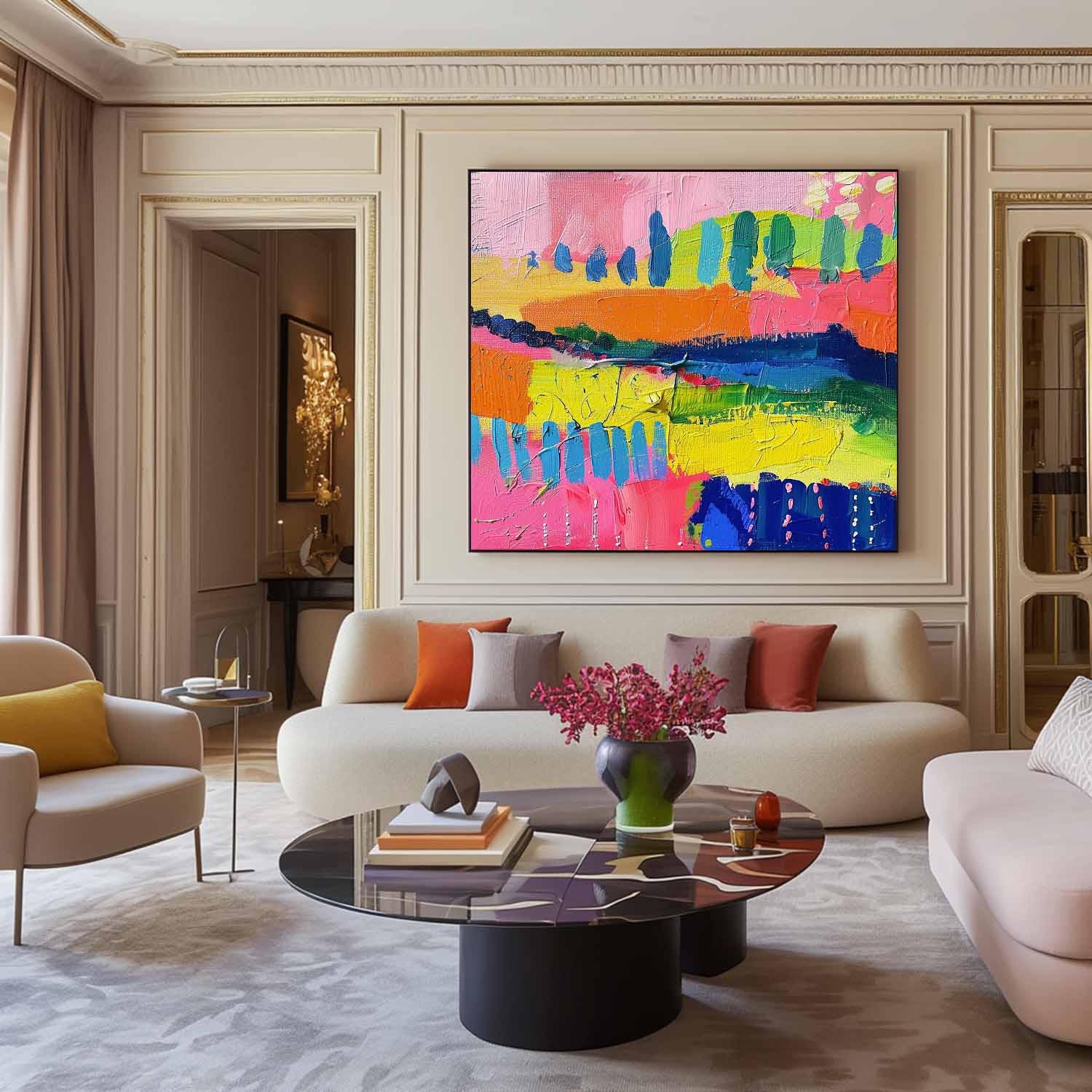 Colorful Large Graffiti Abstract Painting Original Canvas Wall Art Textured Artwork Children's Room Decor