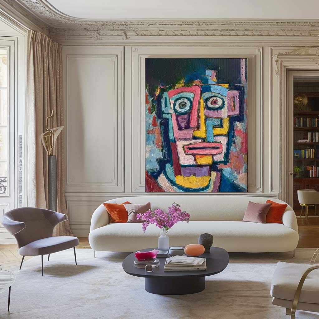 Large People Wall Art Color Abstract Portrait Oil Painting Canvas Original Humor Face Painting