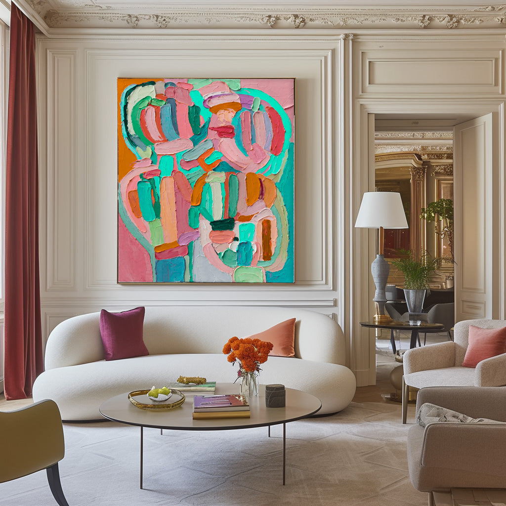 Texture Couple Abstract Oil Painting Large Lovers Acrylic Painting On Canvas Original Artwork For Living Room