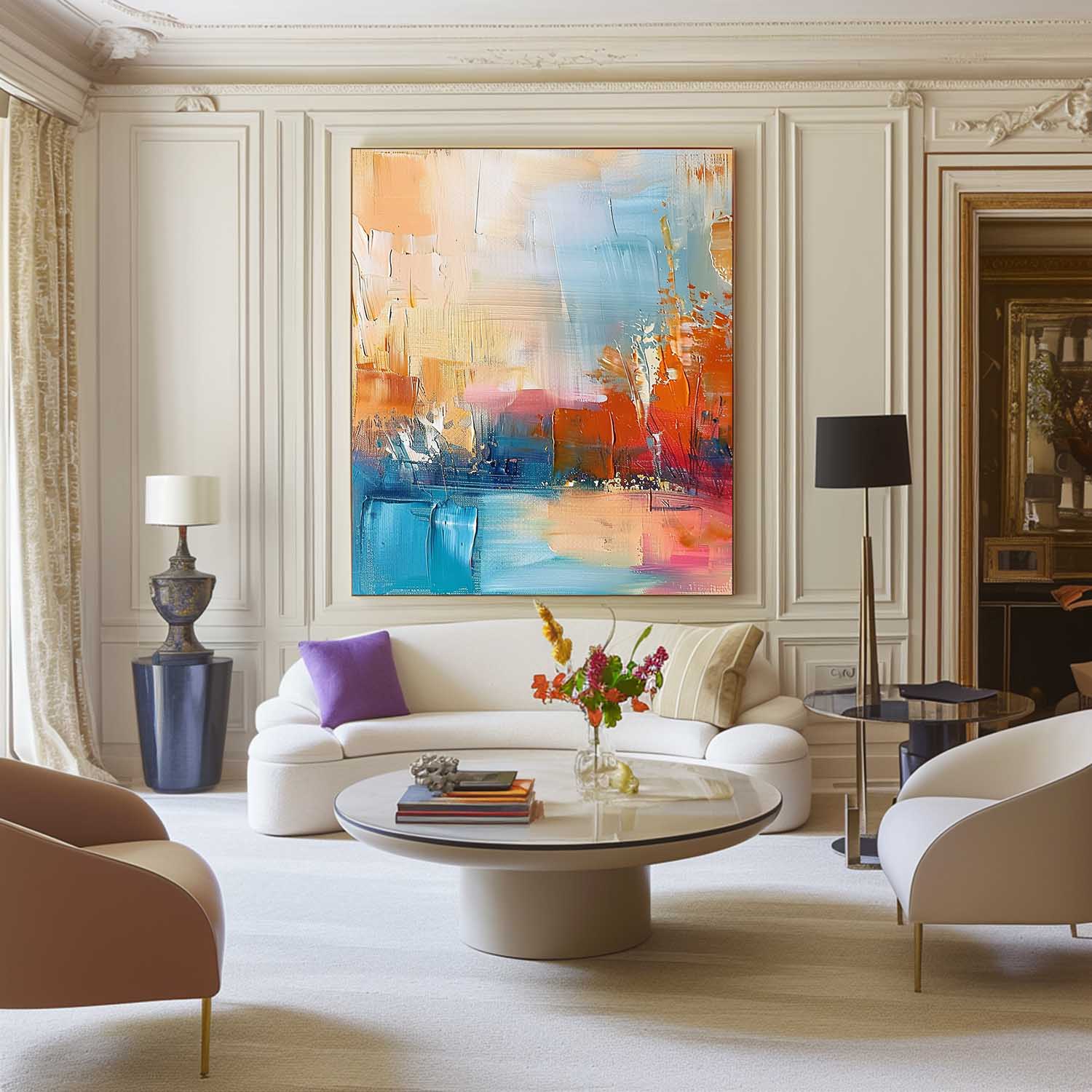 Colorful Modern Landscape Wall Art Large Abstract Painting On Canvas Original Vertical Scenery Painting