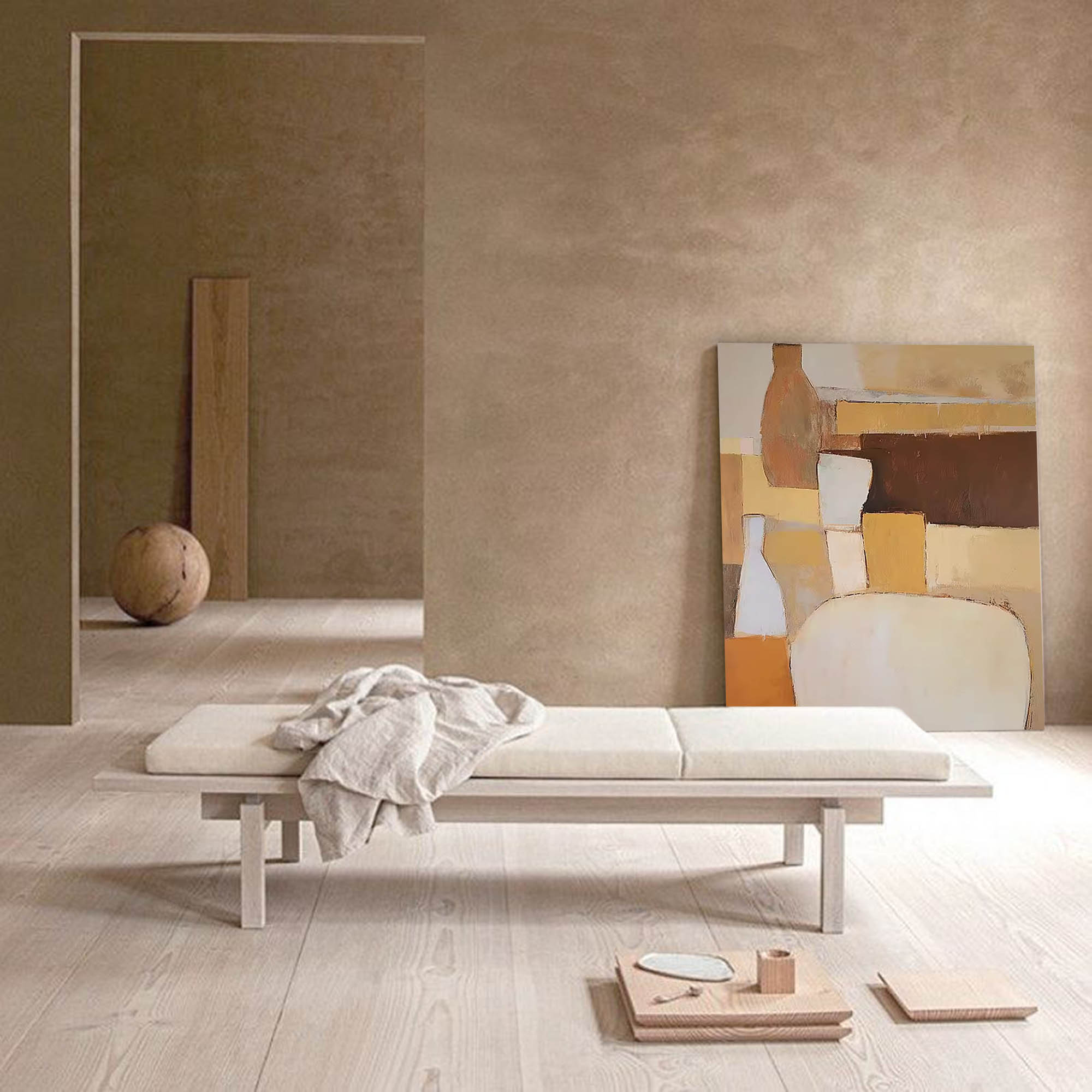 Original Abstract Oil Painting On Canvas Geometric Large Composition Artwork Framed Living Room Decor