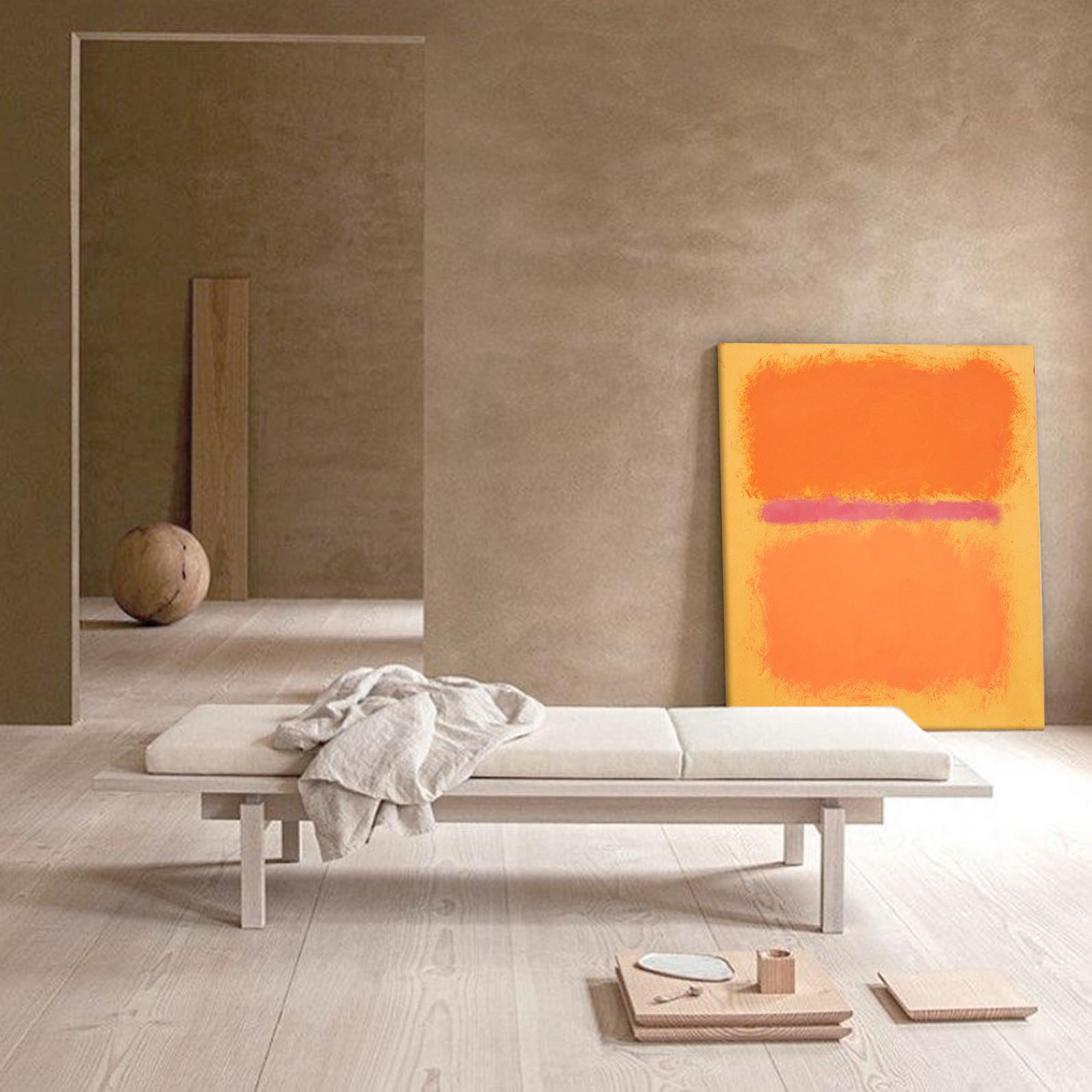 Orange Minimalist Texture Wall Art Painting Large Abstract Original Oil Painting Home Decor