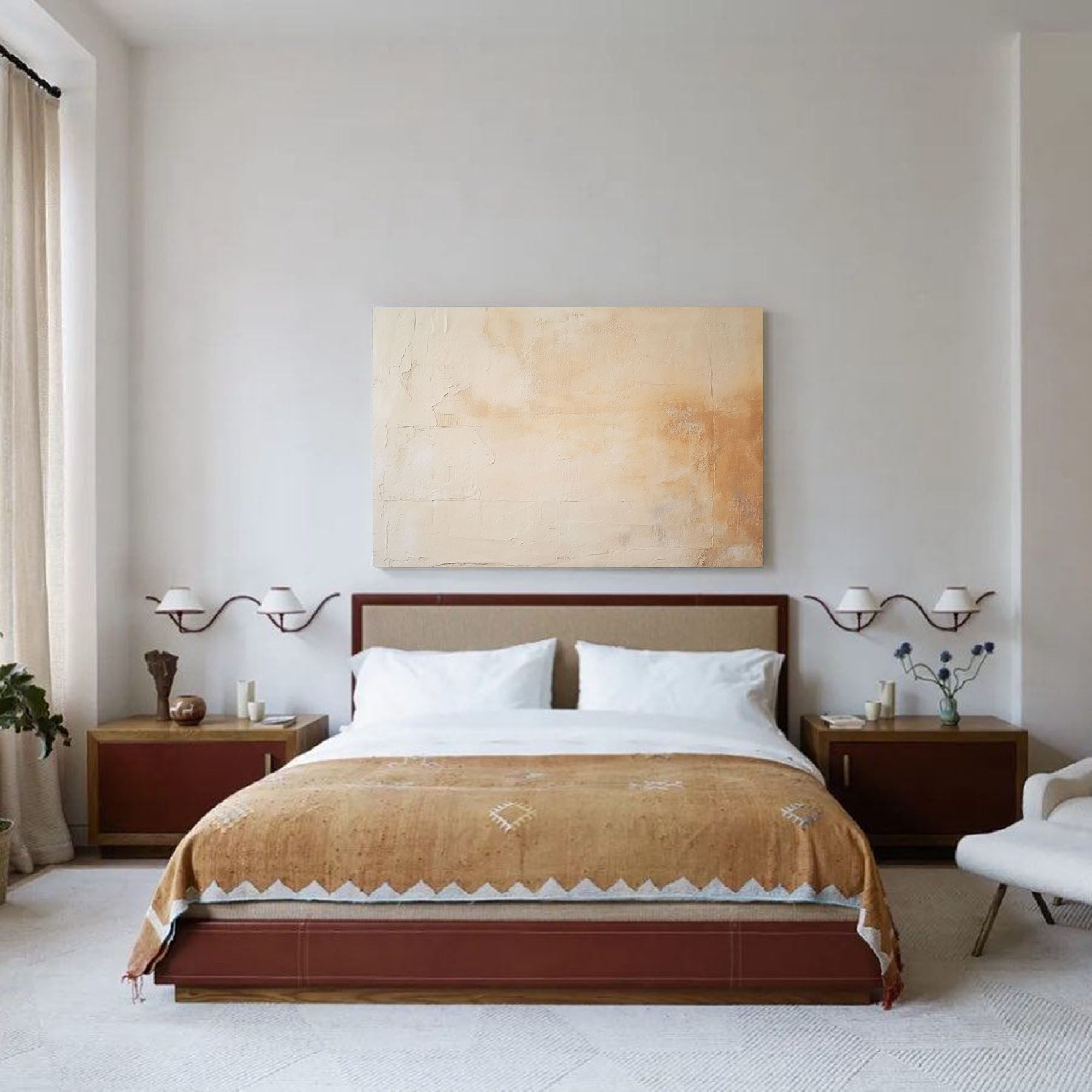 Large Beige Minimalist Abstract Acrylic Painting Framed Original Wall Art Texture Abstract Oil Painting Living Room Decor