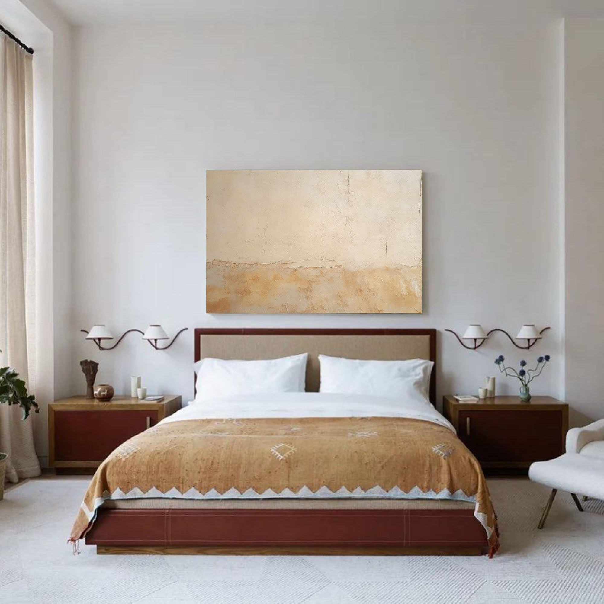 Original Beige Minimalist Abstract Acrylic Painting Large Wall Art Modern Texture Abstract Oil Painting Home Decor