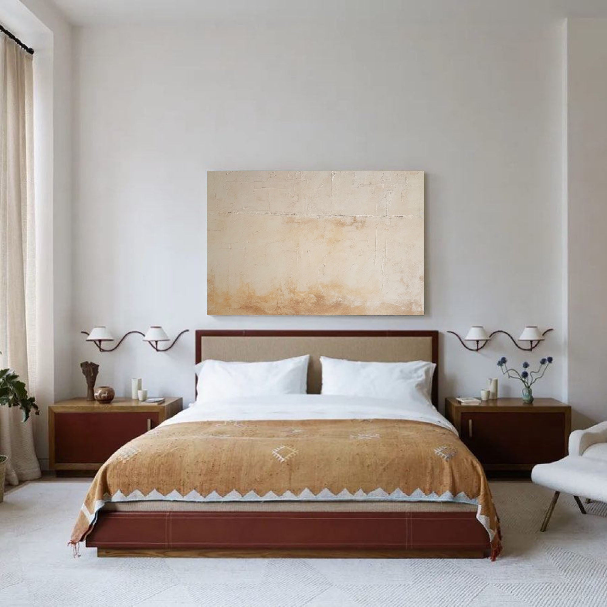 Large Abstract acrylic painting Original Wall Art Texture Beige Minimalist Oil Painting On Canvas For Living Room