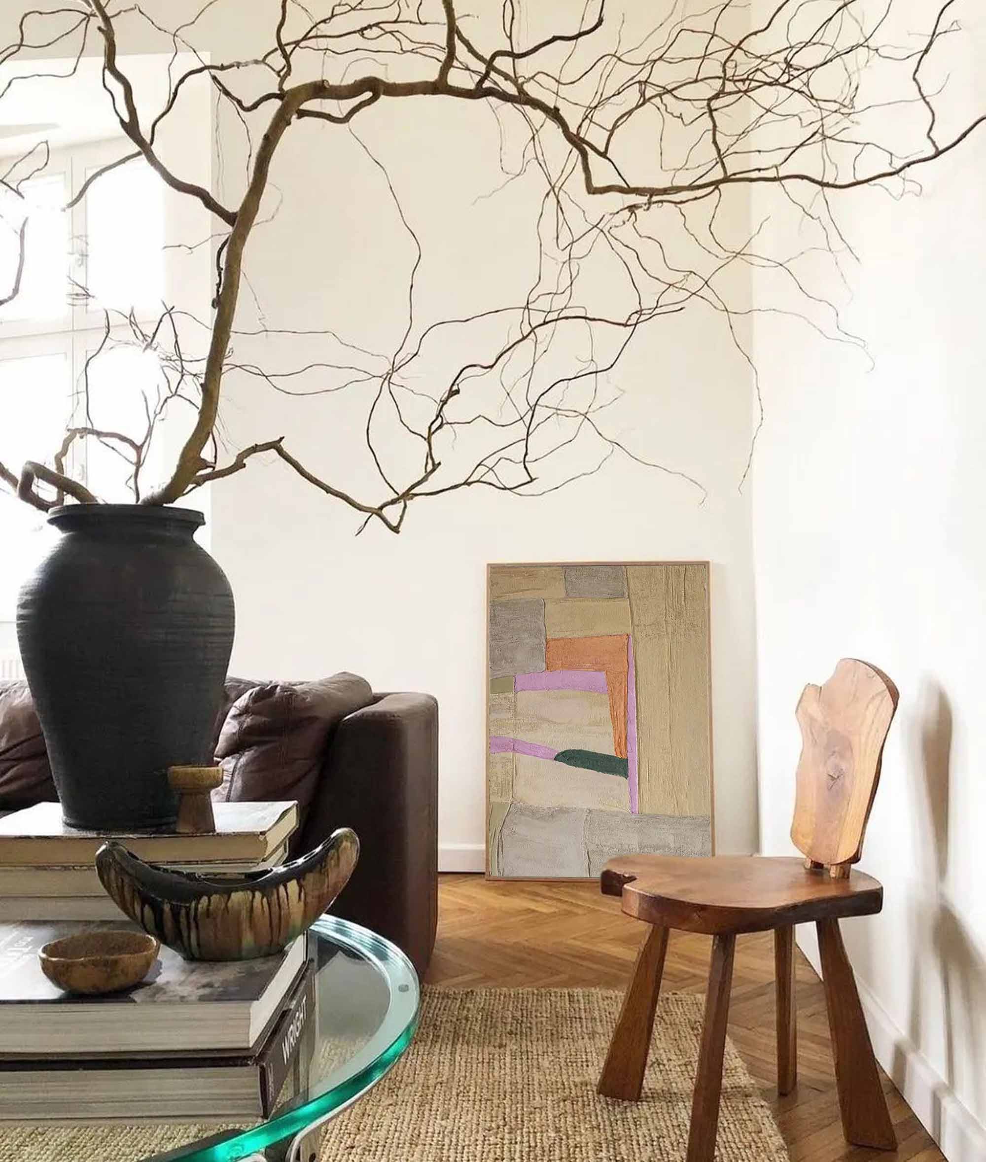 Abstract Wall Art Canvas With Frame Oil Painting Large vintage Minimalist Oil Painting Home Decor