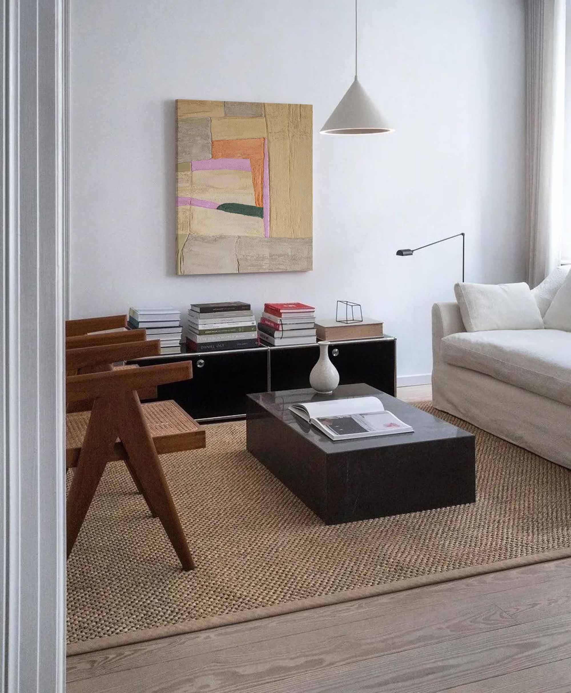 Abstract Wall Art Canvas With Frame Oil Painting Large vintage Minimalist Oil Painting Home Decor