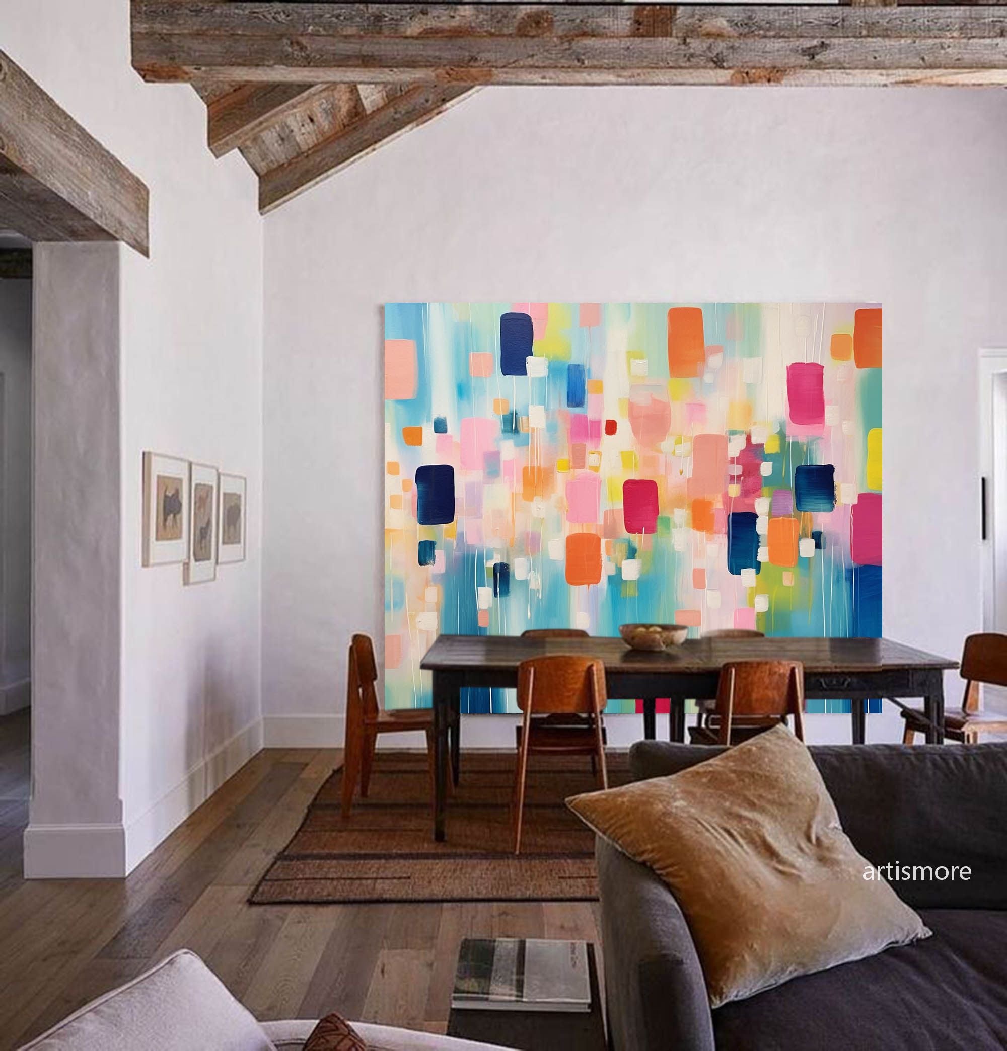 Original Abstract Oil Painting On Canvas Vibrant Colorful Large Wall Art Modern Oil Painting Living Room Decoration