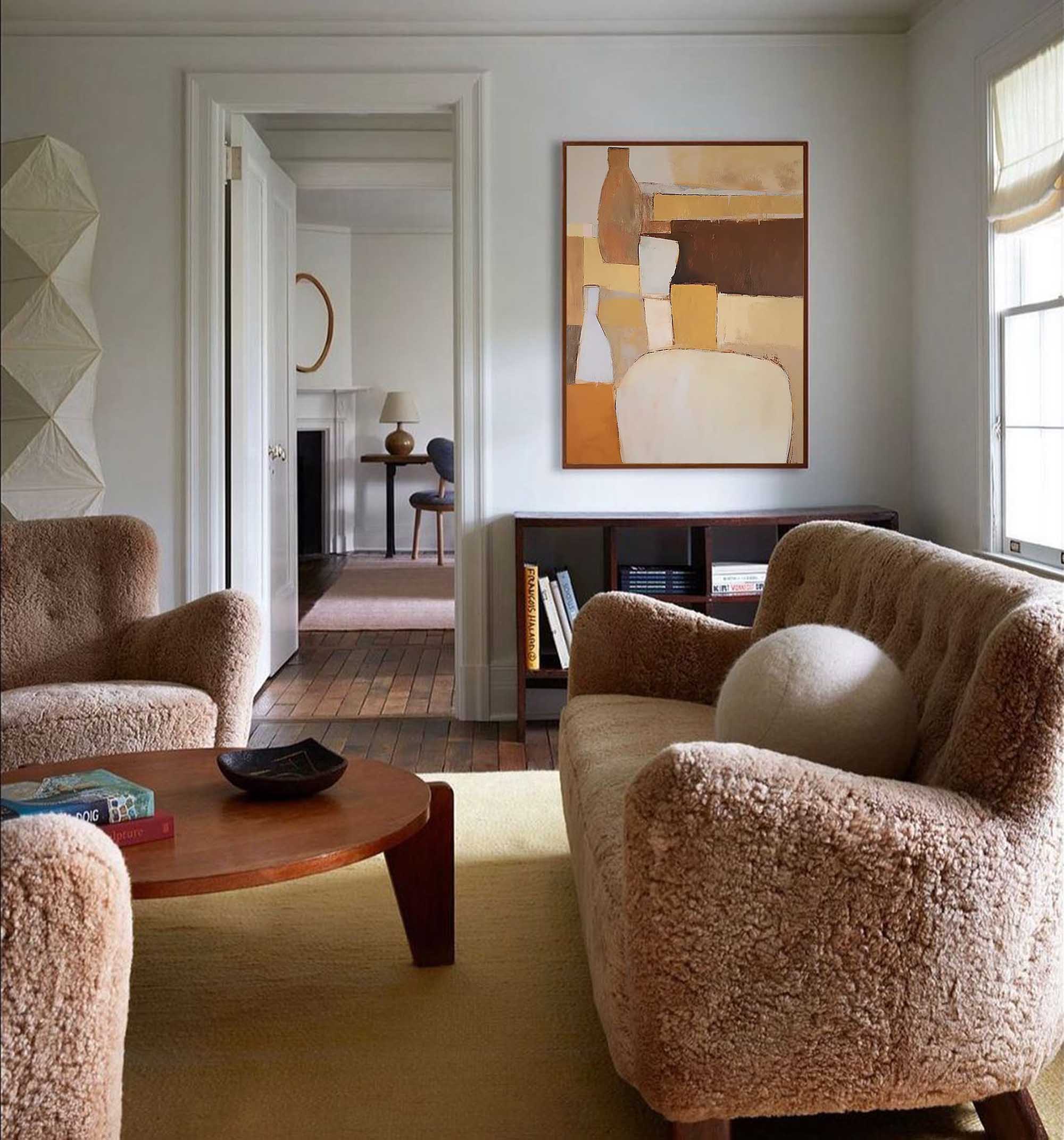 Original Abstract Oil Painting On Canvas Geometric Large Composition Artwork Framed Living Room Decor