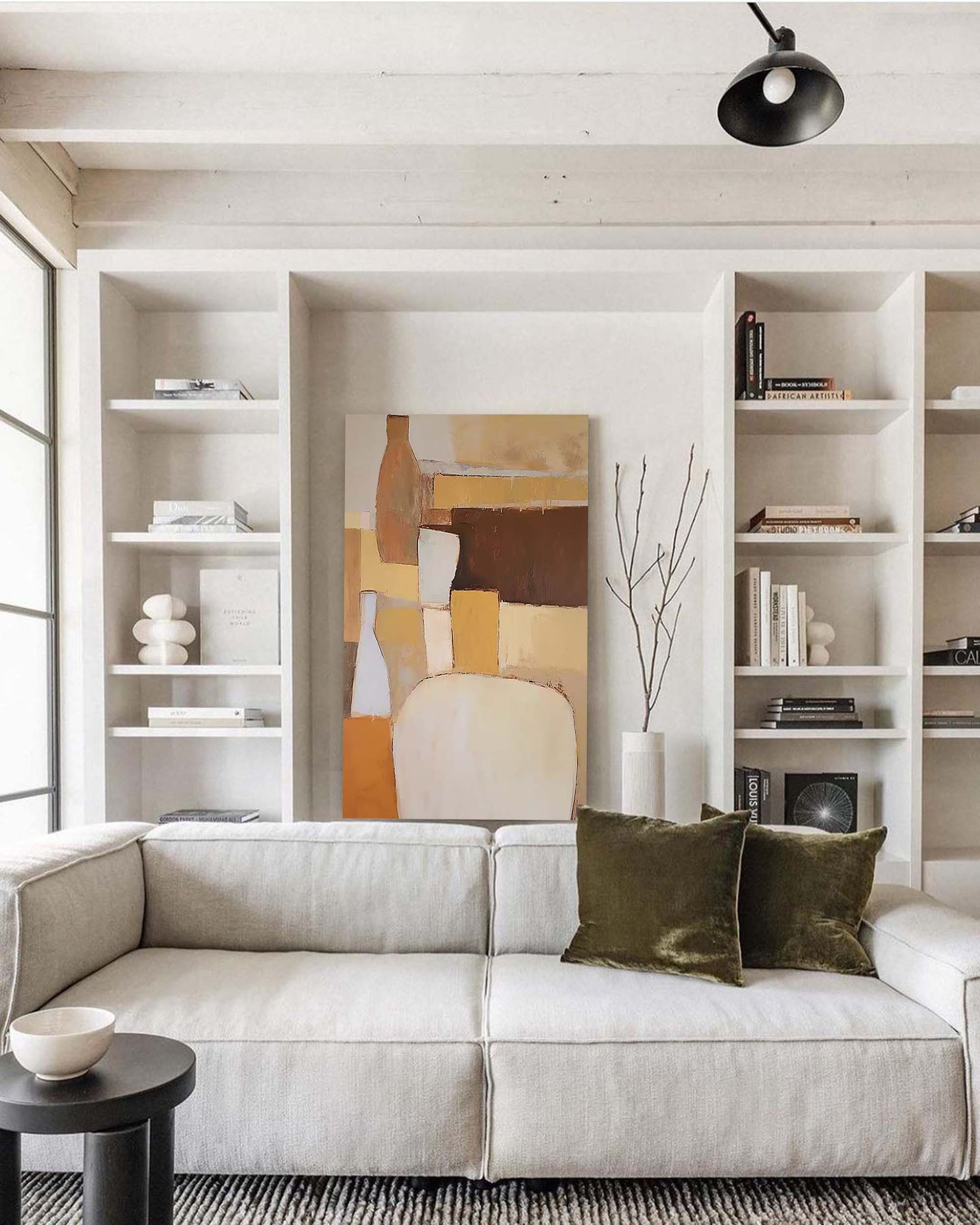 Original Abstract Oil Painting On Canvas Geometric Large Composition Artwork Framed Living Room Decor