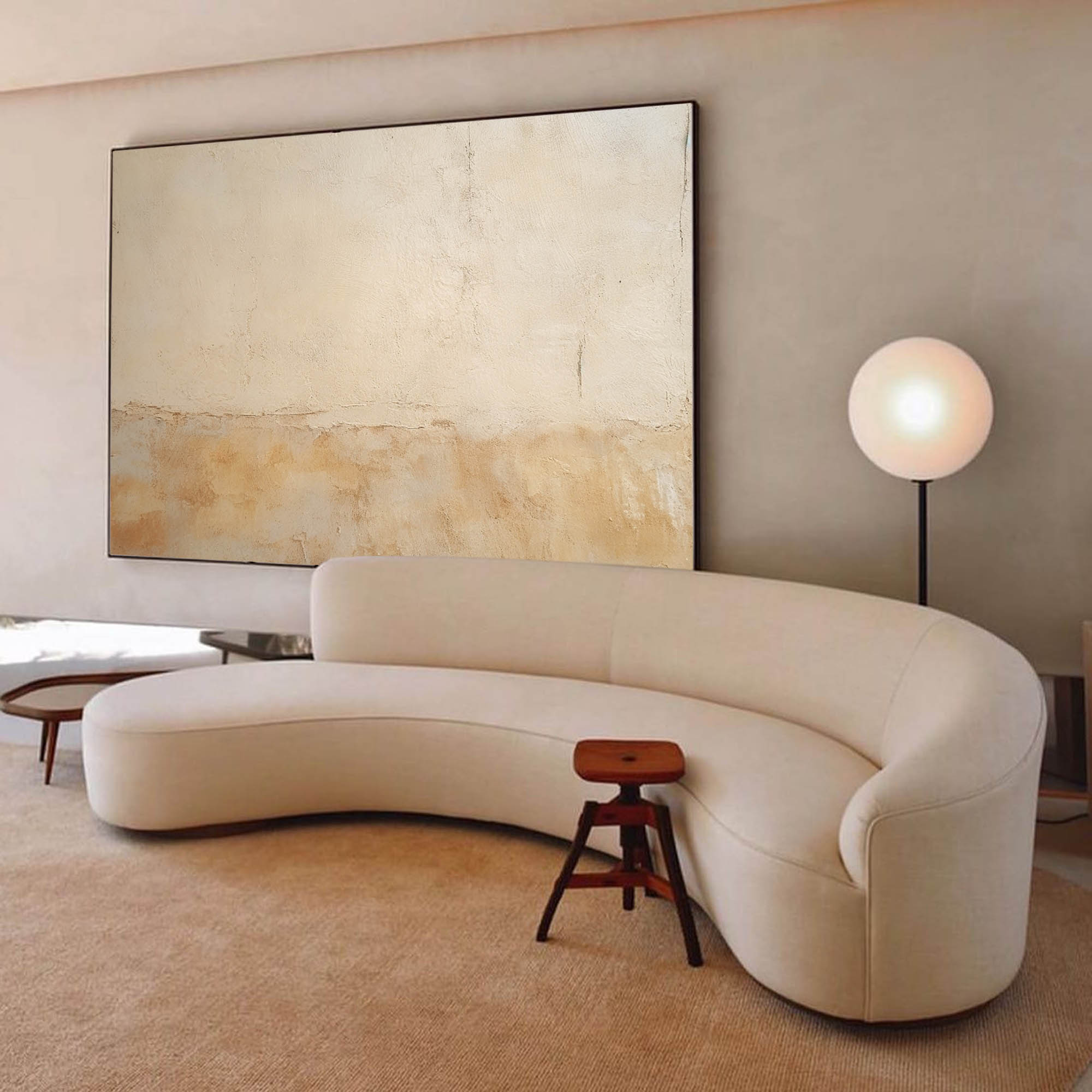 Original Beige Minimalist Abstract Acrylic Painting Large Wall Art Modern Texture Abstract Oil Painting Home Decor