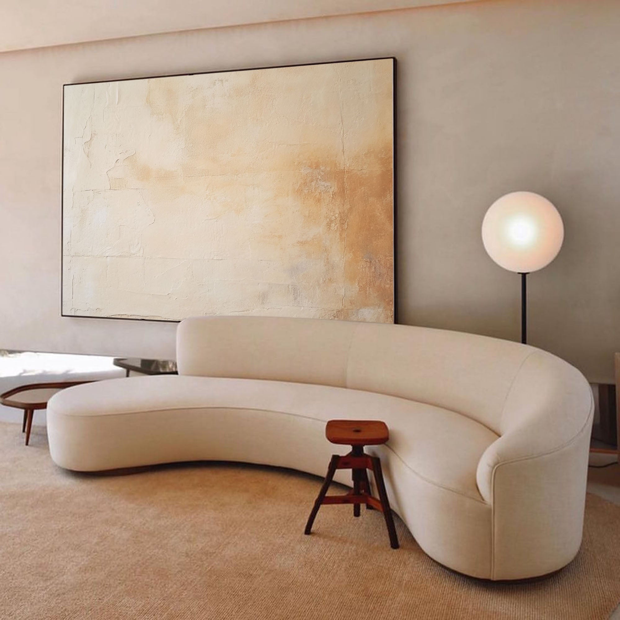 Large Beige Minimalist Abstract Acrylic Painting Framed Original Wall Art Texture Abstract Oil Painting Living Room Decor