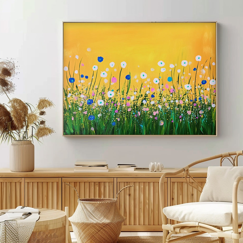 Original Abstract Oil Painting On Canvas Horizontal Flower Bush Beauty Texture Artwork Home Decor Gift