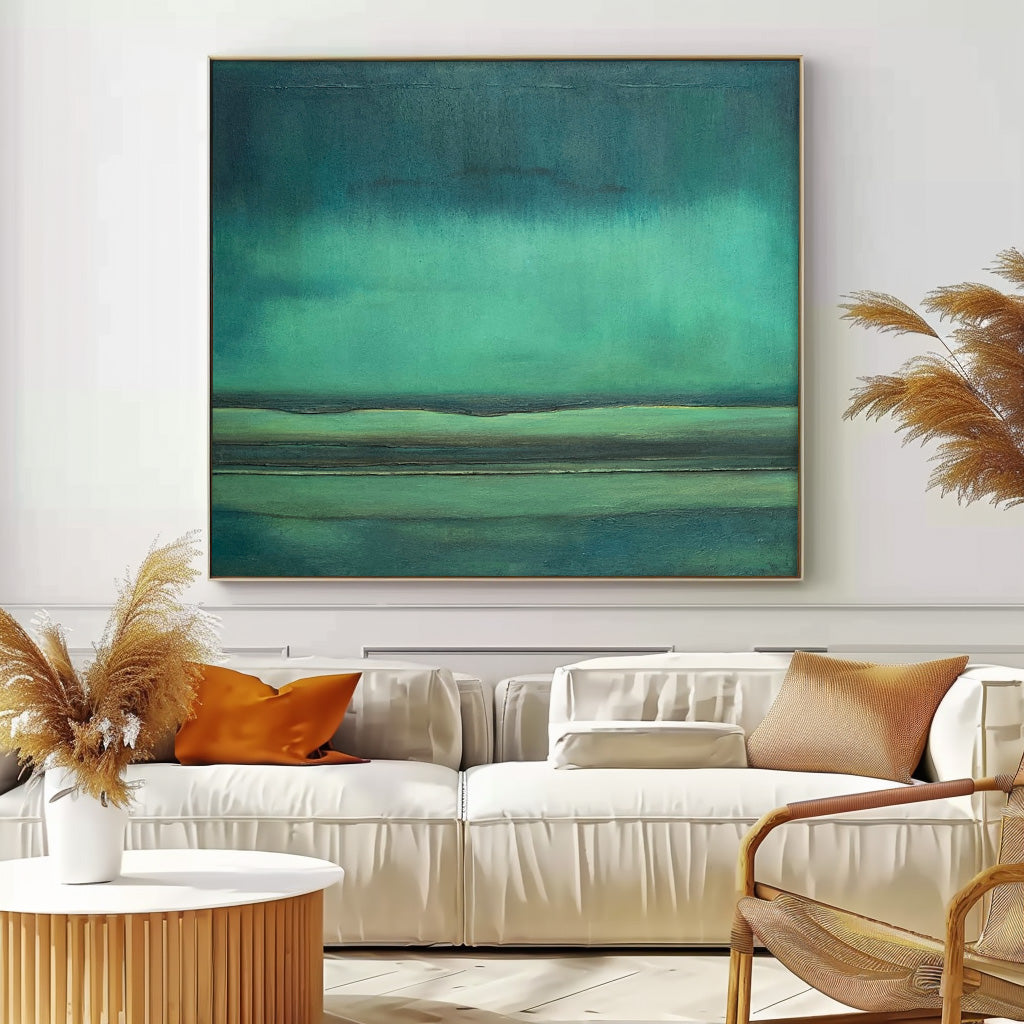 Original Green Minimalist Abstract Acrylic Painting Large Wall Art Modern Texture Abstract Oil Painting Home Decor