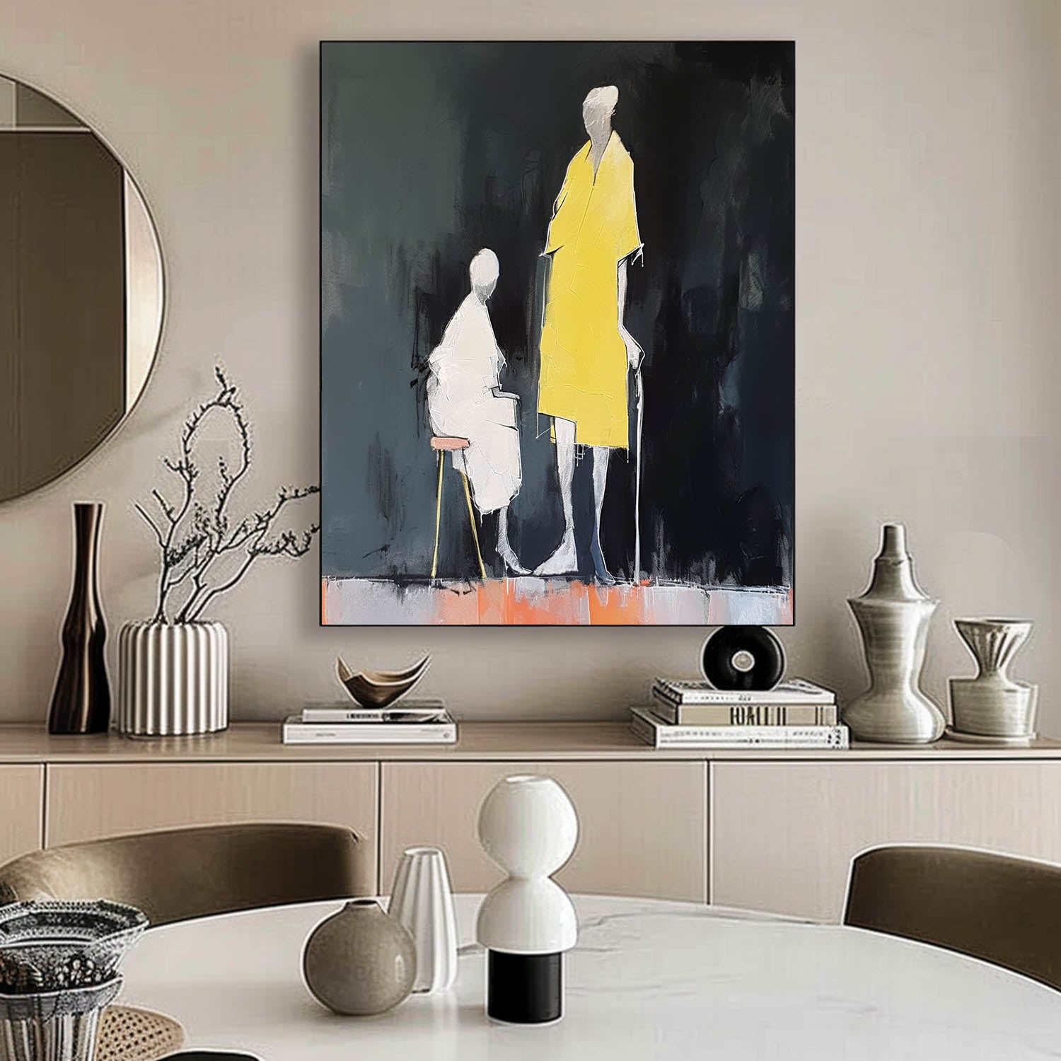 Original People In The Dark Wall Art Large Figure Painting Original Abstract Artwork For Living Room