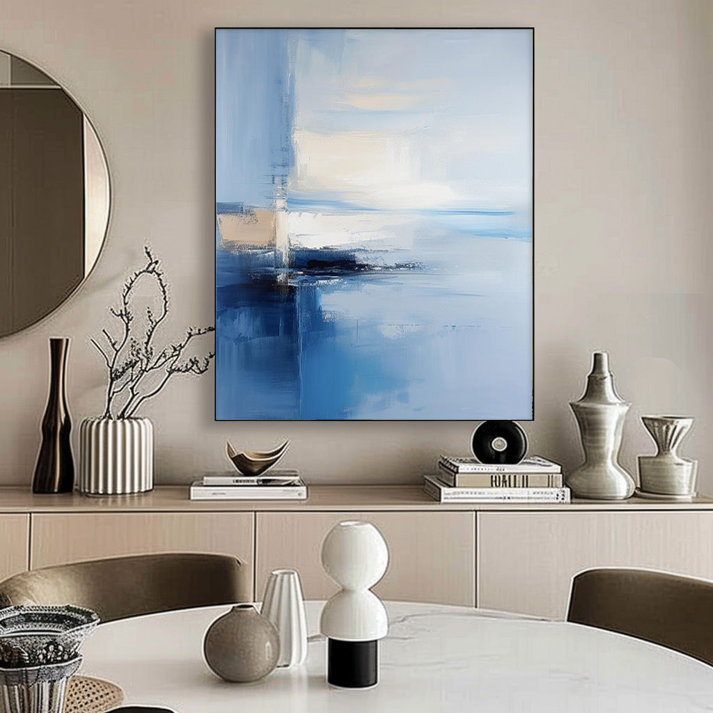 Cheap Blue Abstract Wall Art Large Contemporary Abstract Landscape Acrylic Painting On Canvas