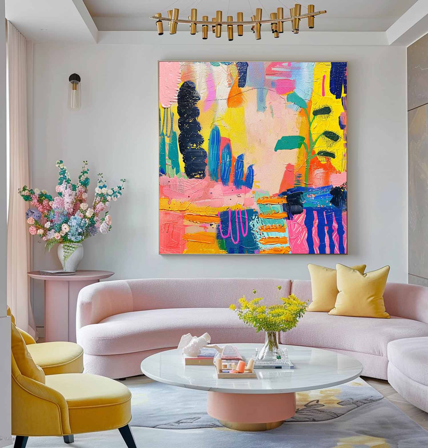 Original Canvas Wall Art Textured Artwork Colorful Large Graffiti Abstract Painting Children's Room Decor