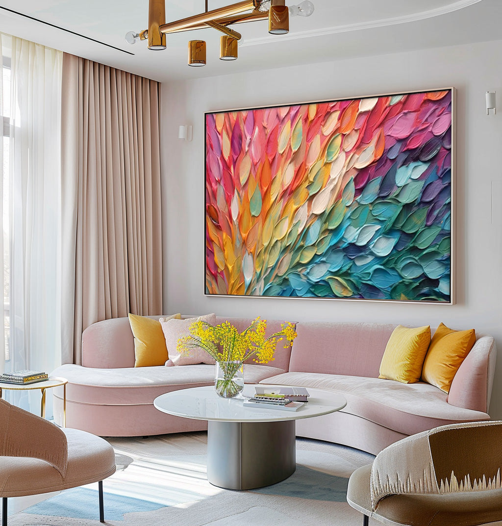 Original Texture Petal Oil Painting On Canvas Large Colorful Acrylic Painting Modern Abstract Artwork