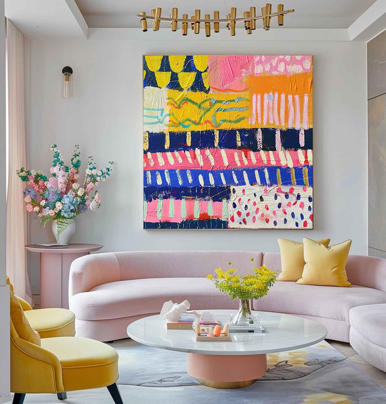 Colorful Original Hand-painted Canvas Wall Art Large Graffiti Abstract Oil Painting Modern Textured Artwork