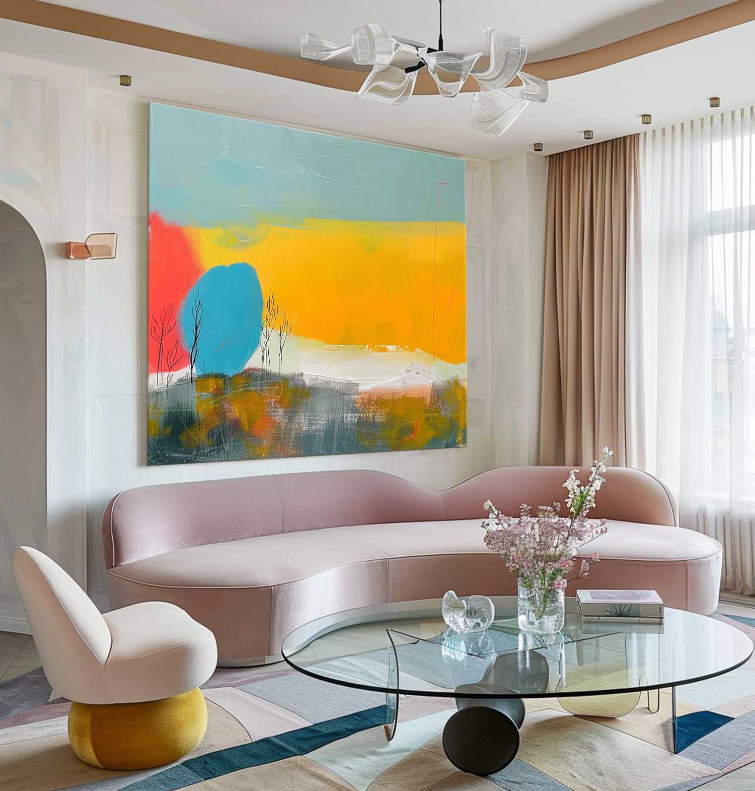 Abstract Landscape Oil Painting Texture Acrylic painting Modern Vibrant Colorful Natural Artwork