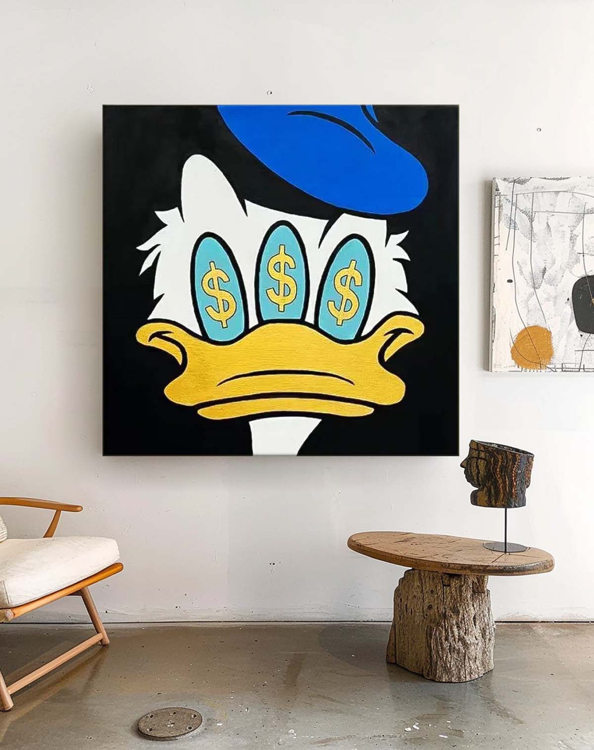 Square Donald Duck Abstract Wall Art Original Graffiti Disney Characters Painting Canvas Large Artwork