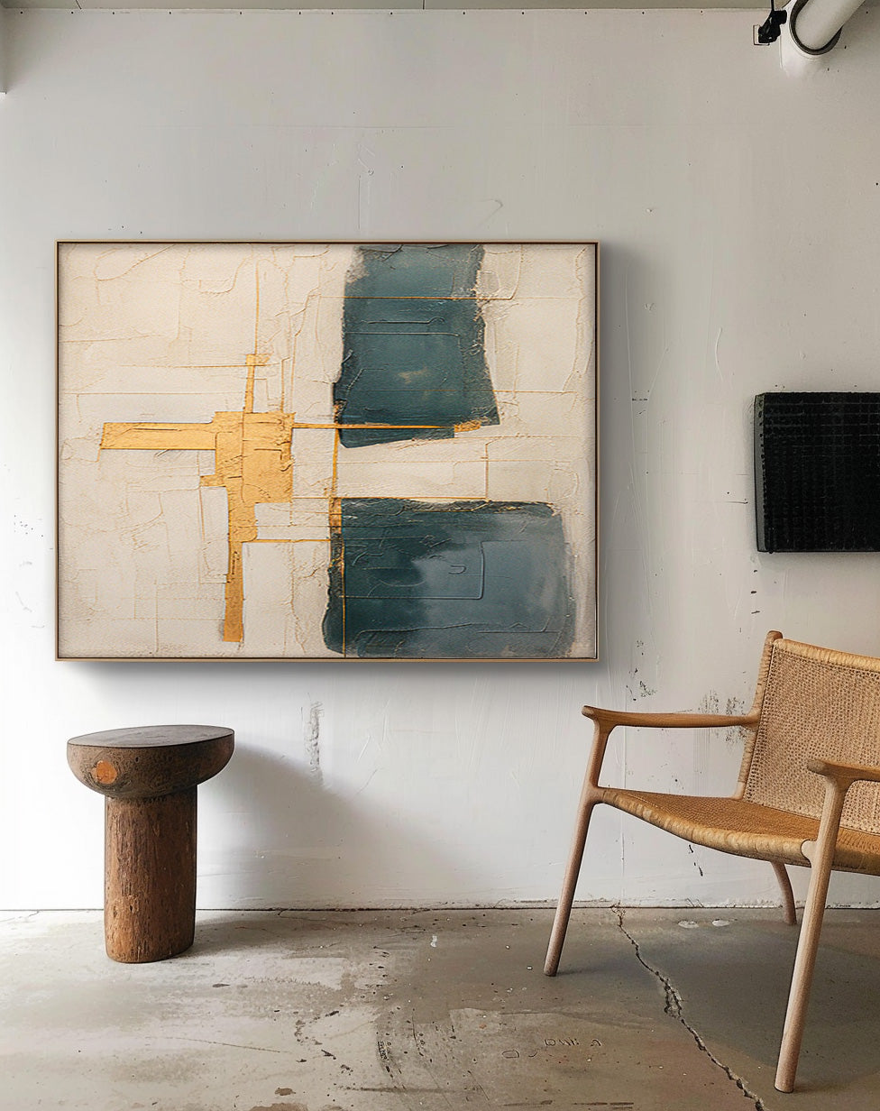 Original Beige Minimalist Abstract Acrylic Painting Large Wall Art Modern Texture Gold Abstract Oil Painting Home Decor