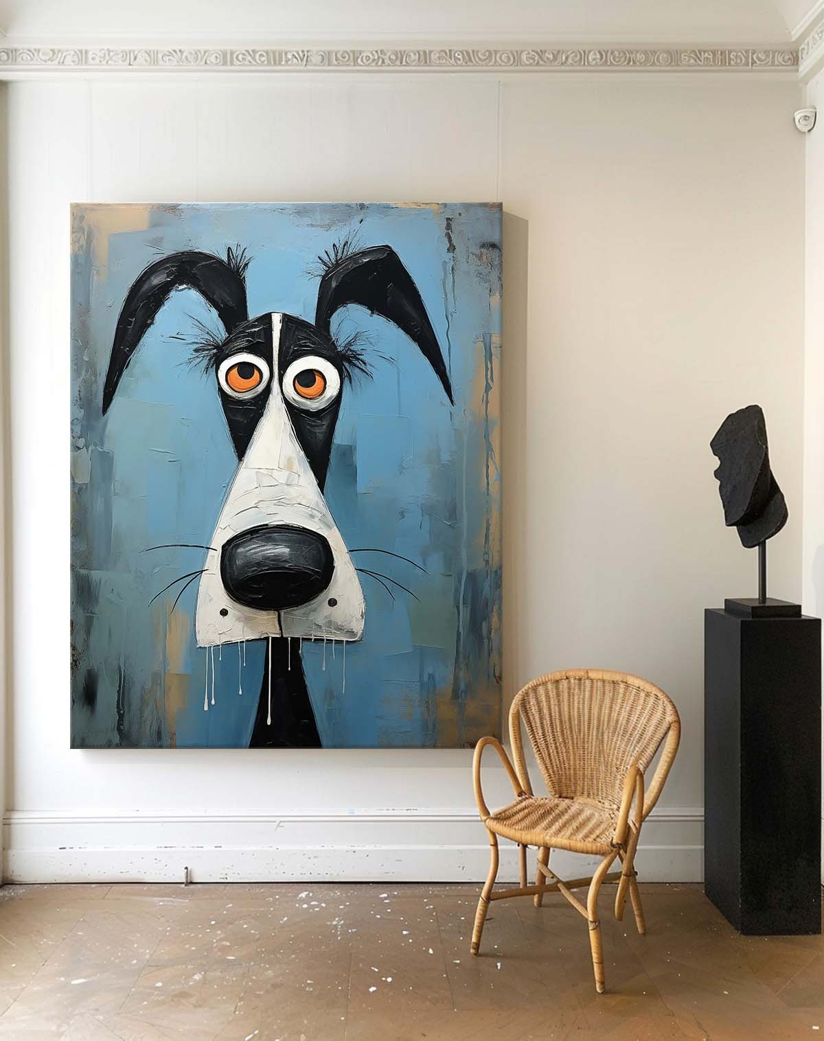 Large Puppy Artwork Abstract Lovely Dog Acrylic Painting Impressionism Animal Oil Painting Home Decor