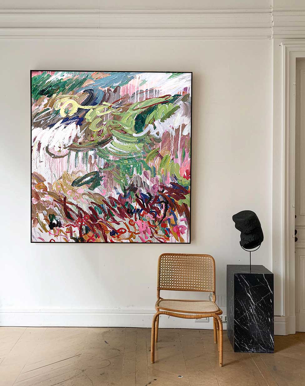 Square Abstract Irregular Acrylic Painting On Canvas Modern Graffiti Oil Painting Wall Art For Living Room