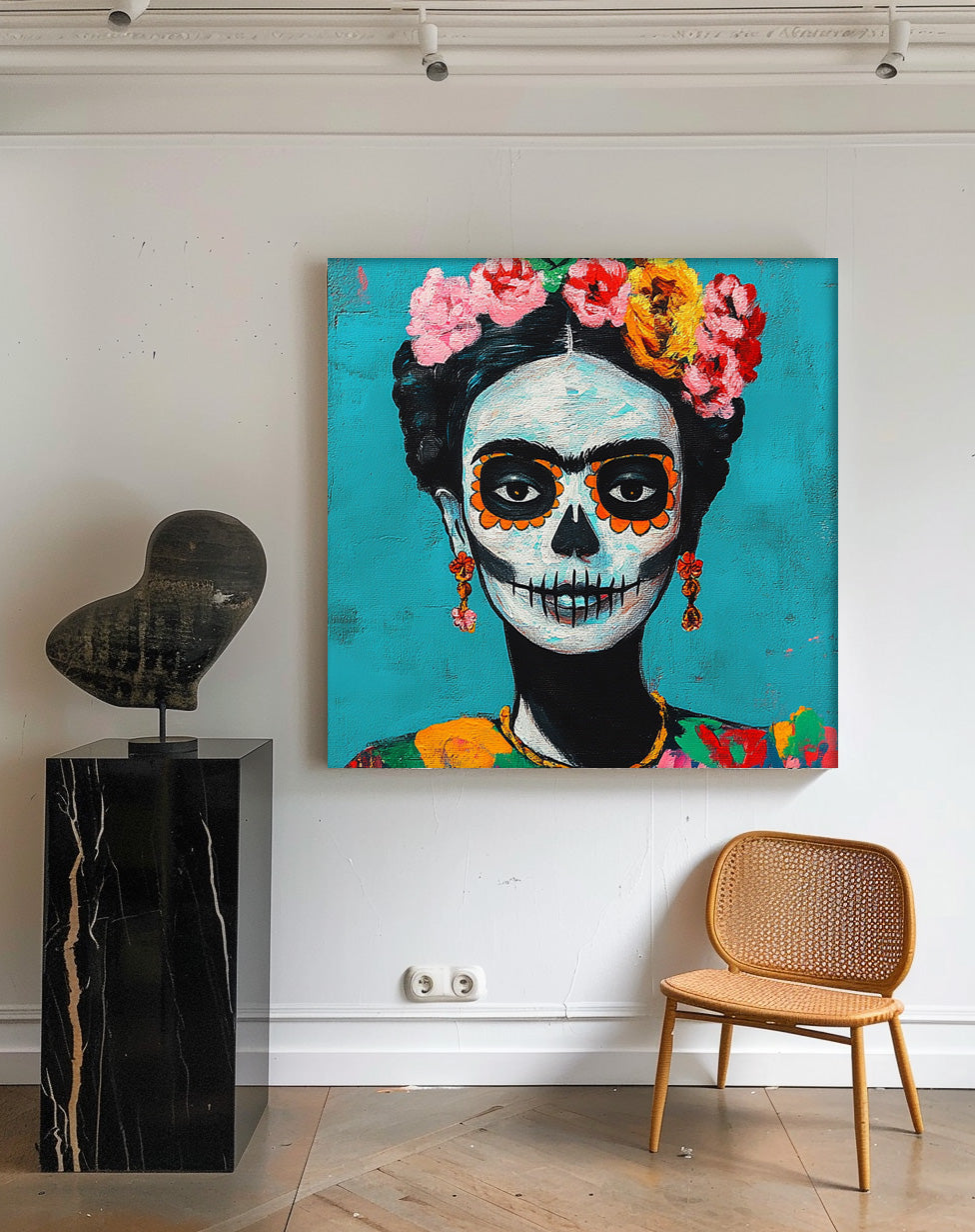 Square Abstract people's Wall Art Original Skeleton Painting Canvas Large Square Artwork Home Decor