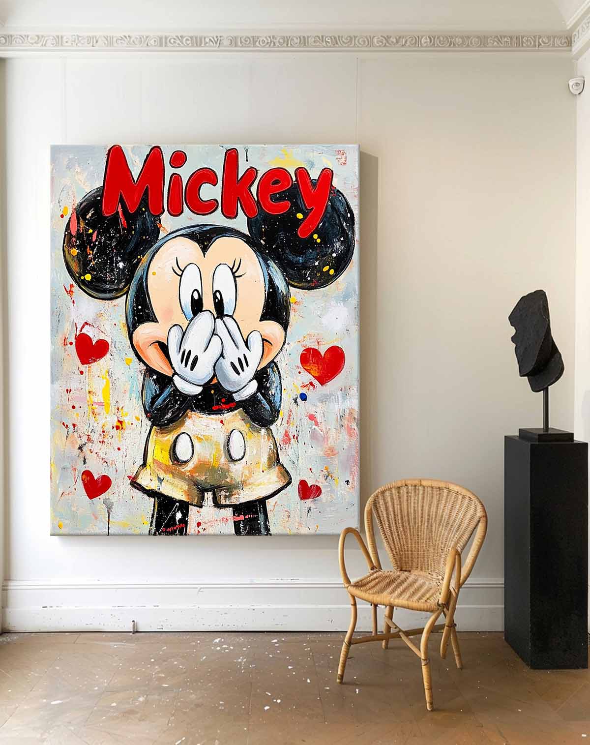 Colorful Cute Cartoon Characters Abstract Artwork Original Mickey Wall Art Large Figure Painting Gift