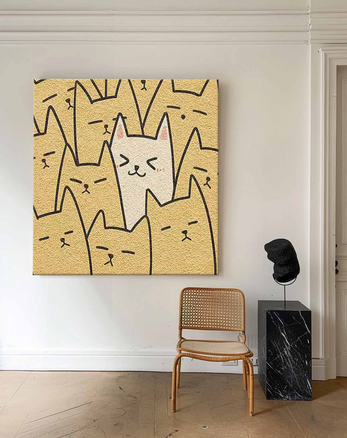 Large Interesting Simple Strokes Abstract Wall Art Modern Minimalist Canvas Acrylic Painting For Living Room