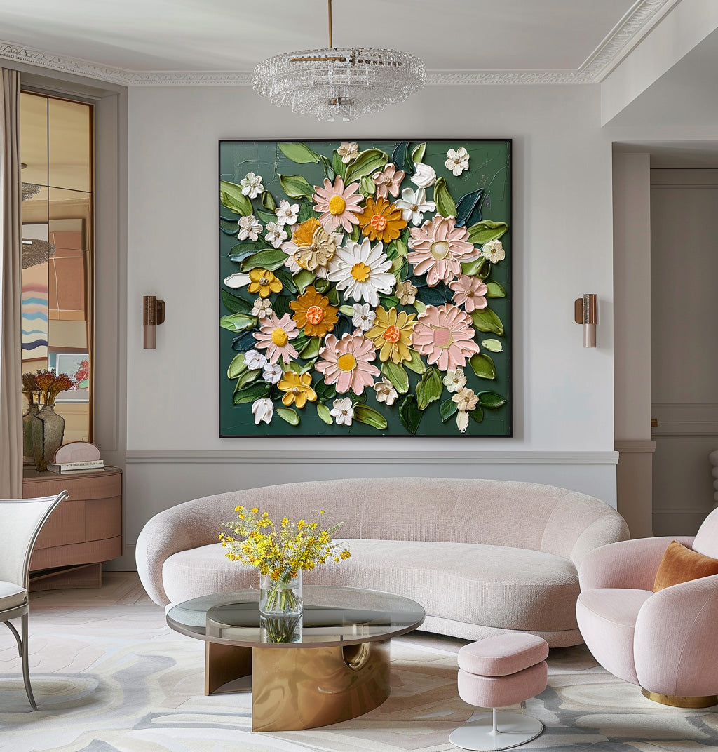 Thick Texture Floral Acrylic Painting Original 3d Floral Wall Art Contemporary Colorful Canvas Artwork