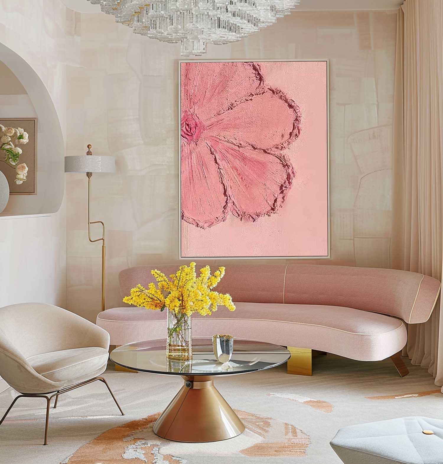 Pink Texture Original Modern 3D Flowers Artwork Abstract Petal Oil Painting On Canvas Floral Wall Art Home Decor