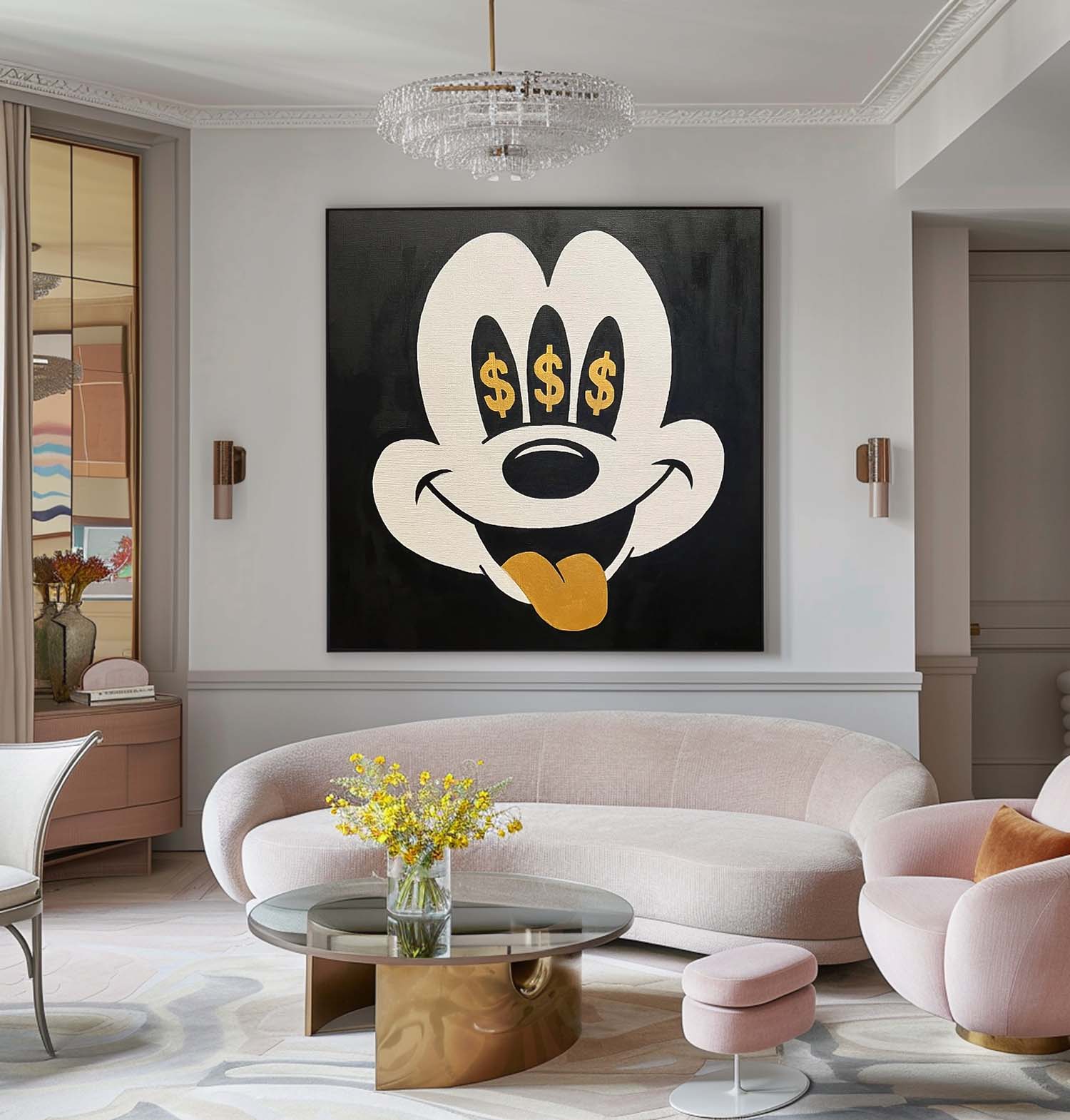 Square Mickey Mouse Abstract Wall Art Original Graffiti Disney Characters Painting Canvas Large Artwork
