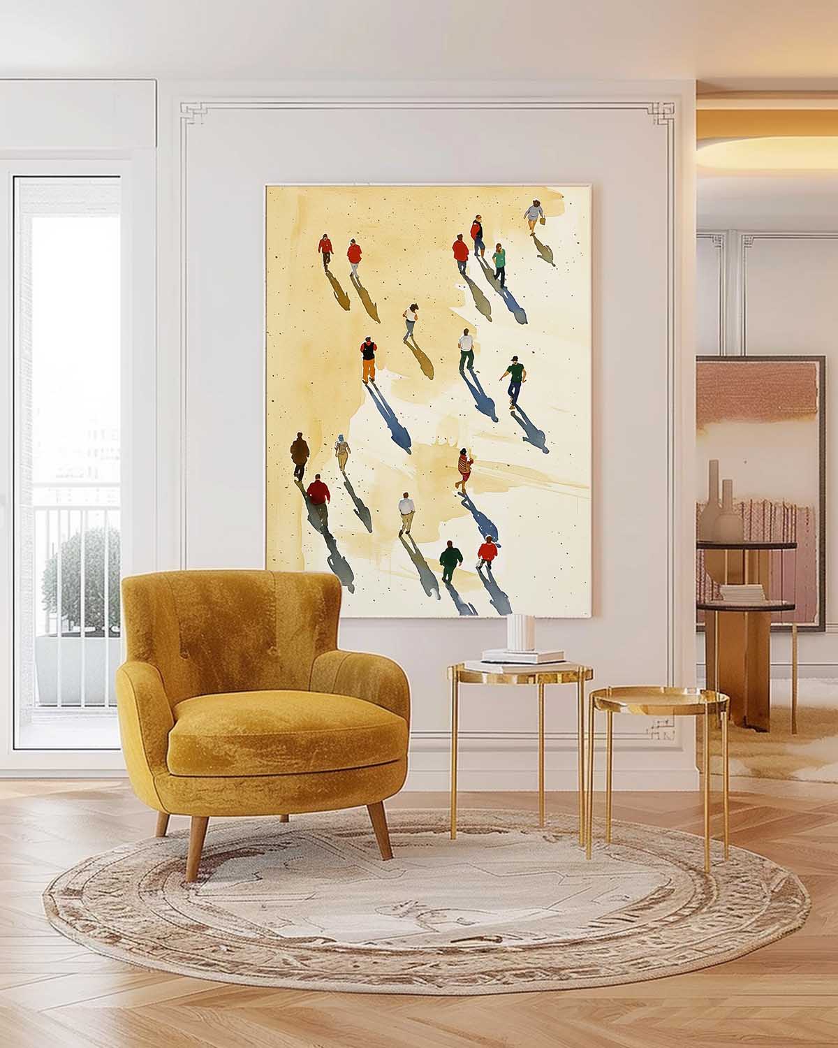 Modern People And Beach Wall Art Impressionism Ocean Abstract Large Original Oil Painting On Canvas Home Decor