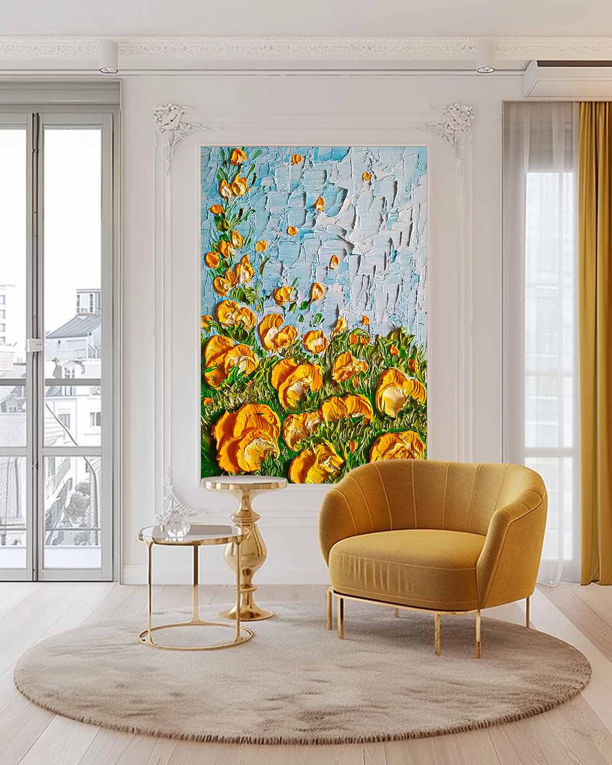 Original Floral Painting Large Textured Wall Art Abstract Flower Acrylic Painting On Canvas Custom Home Decor