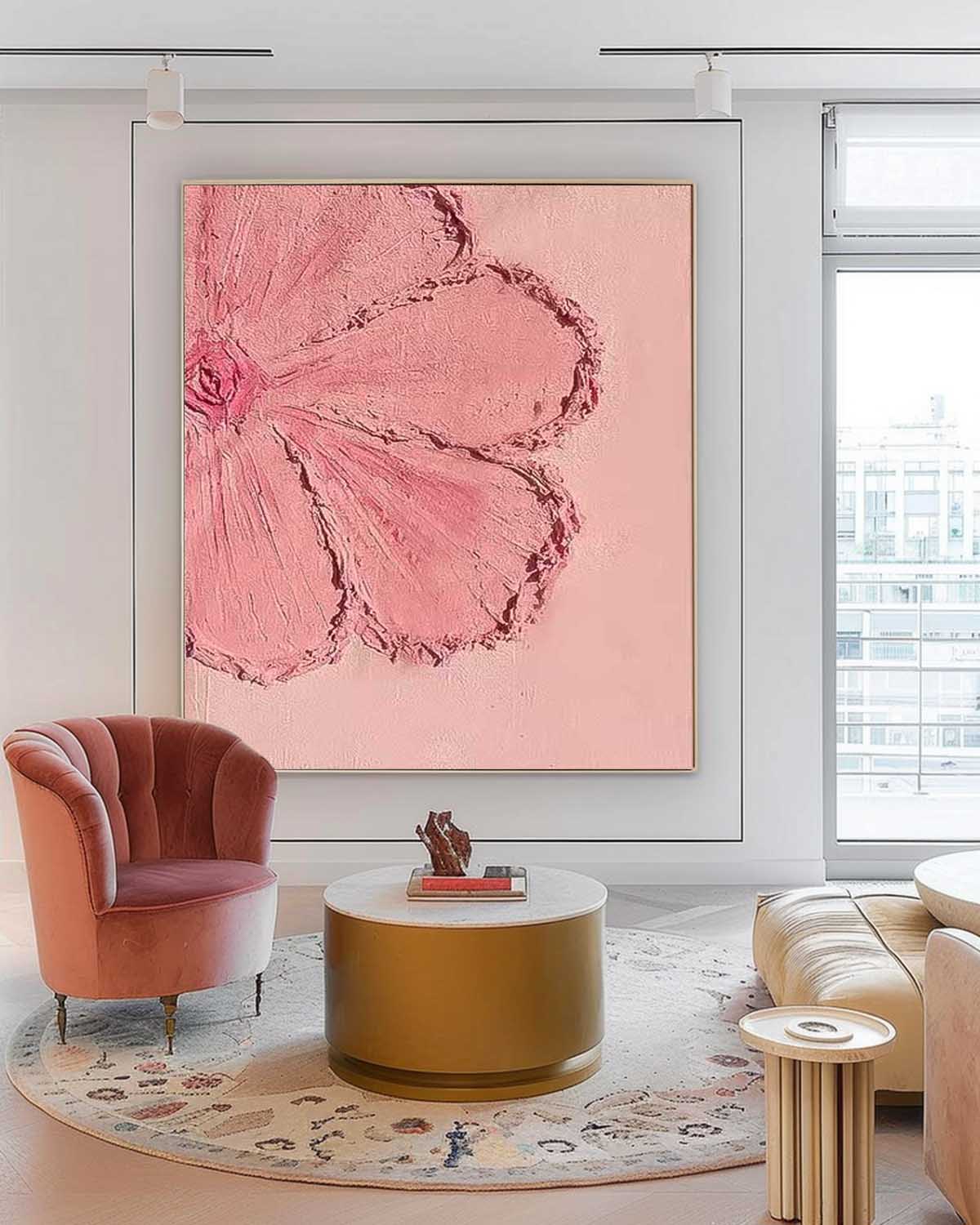 Pink Texture Original Modern 3D Flowers Artwork Abstract Petal Oil Painting On Canvas Floral Wall Art Home Decor