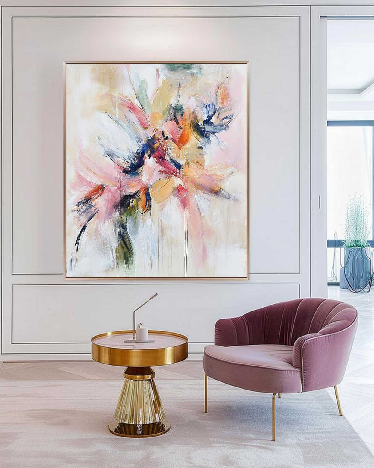 Modern Minimalist Wall Art Original Acrylic Painting Wall Art Abstract Fireworks Oil Painting on Canvas